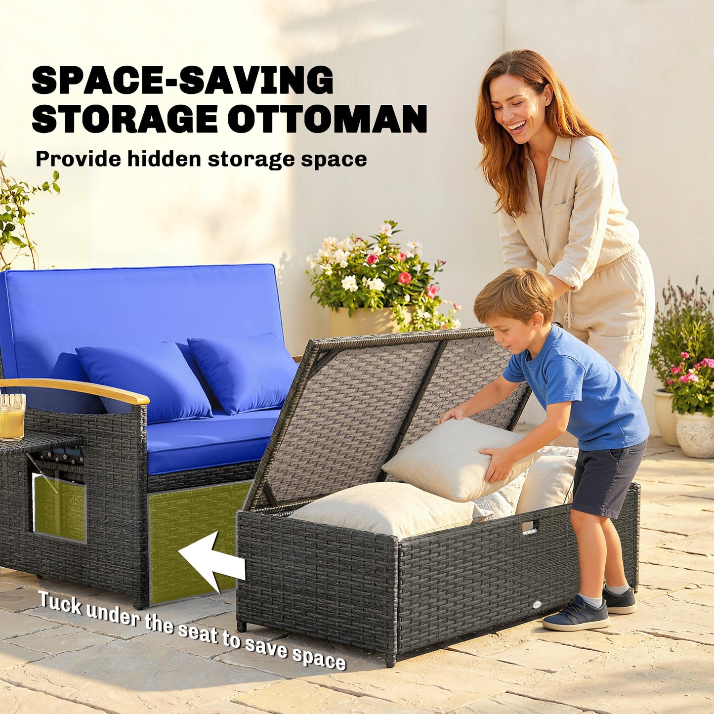Double Garden Rattan Daybed