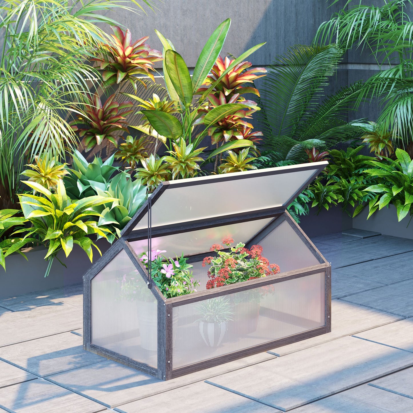 Wooden Cold Frame Garden Polycarbonate Greenhouse
