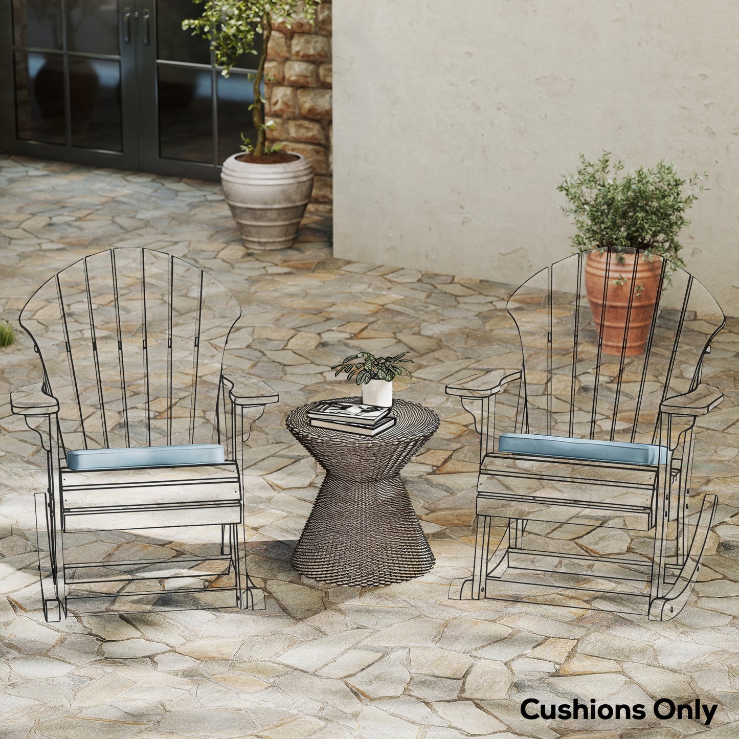 Set of 6 Chair Cushion Seat Pads Dining Chair w/ Straps