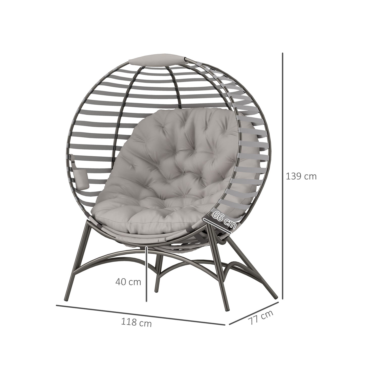Egg Chair with Cushion & Side Pocket