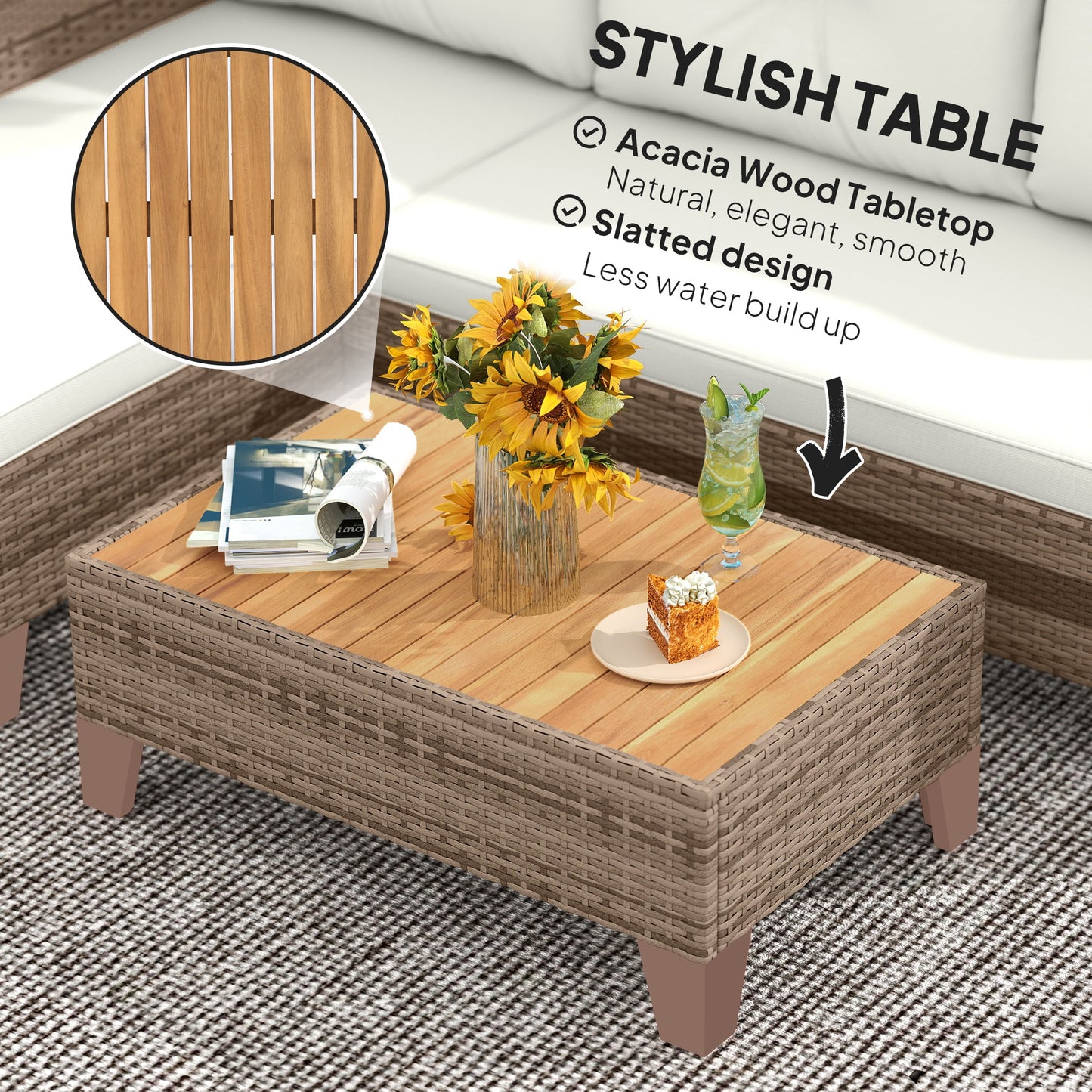 3 Pieces Rattan Garden Furniture Set