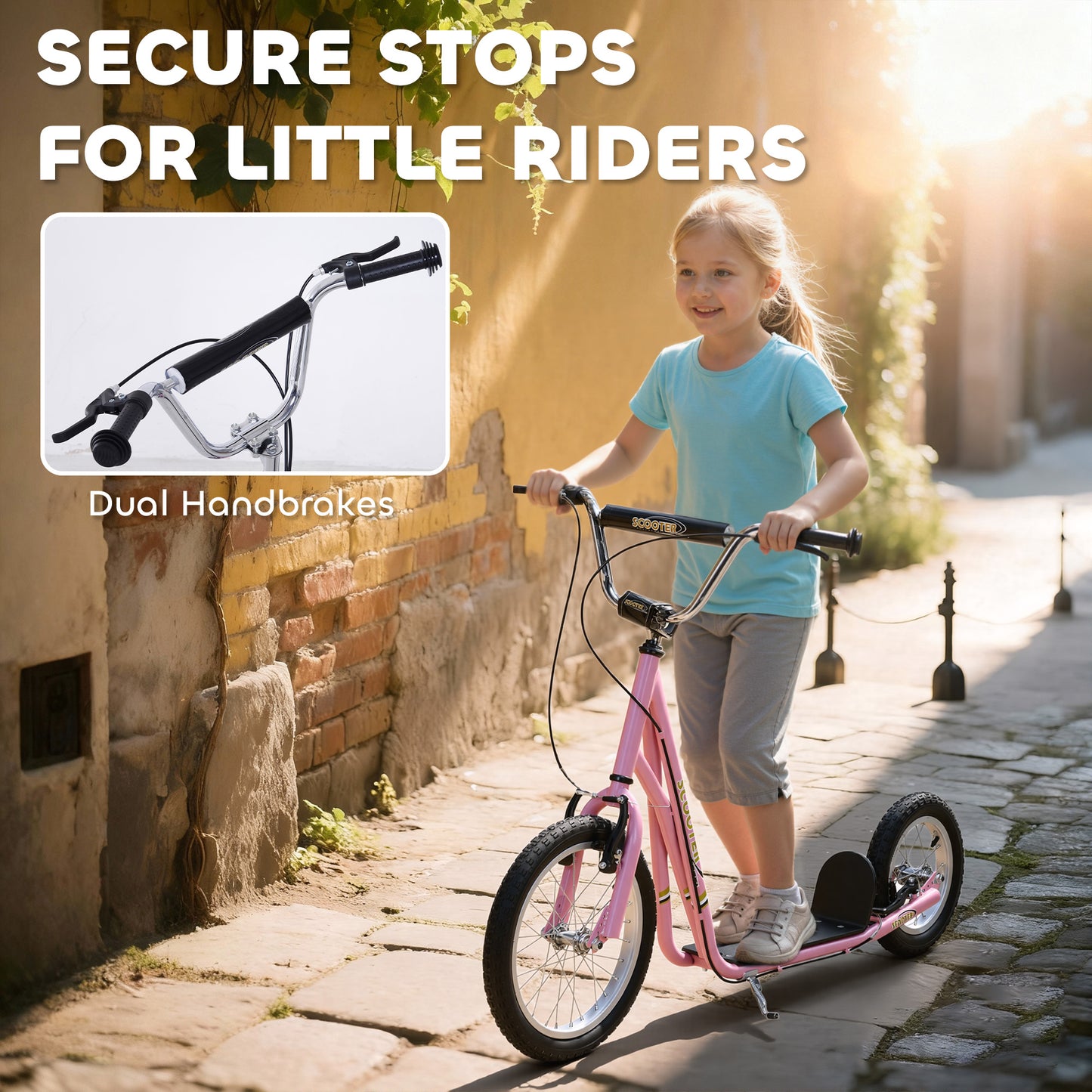Kids Scooter, Teen Kick Scooter with Rubber Wheels, 16" Front Wheel