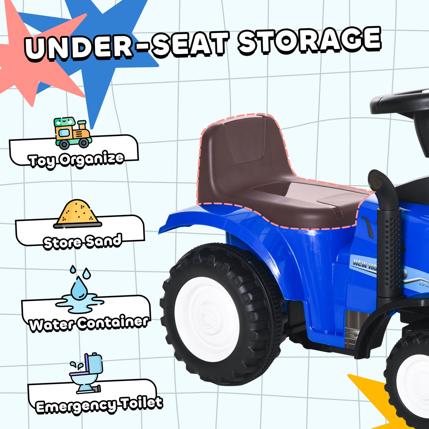 Ride On Tractor Toddler Walker Foot To Floor Slider w/ Horn Storage