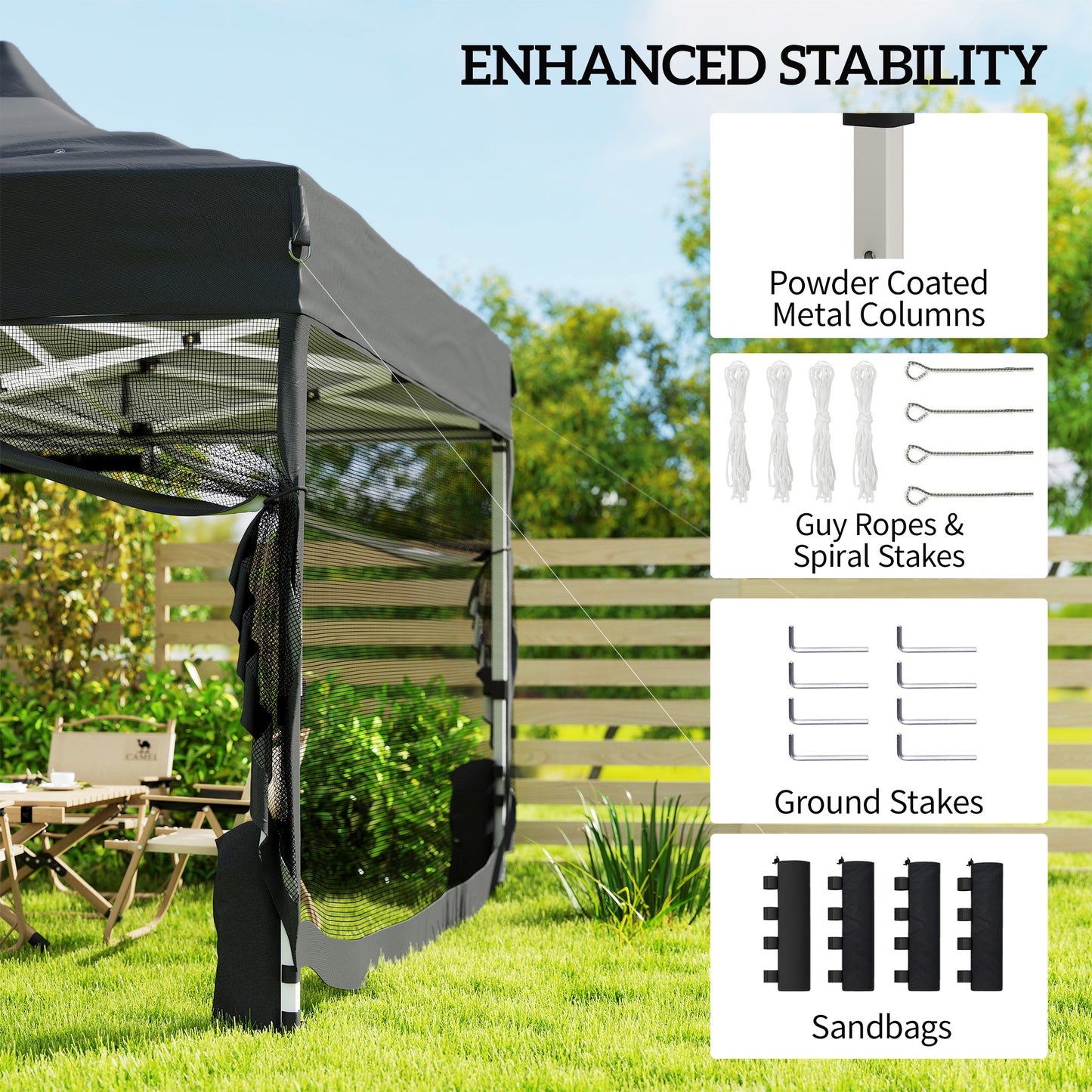 3 x 4.5 m Pop Up Gazebo with Mesh Nettings