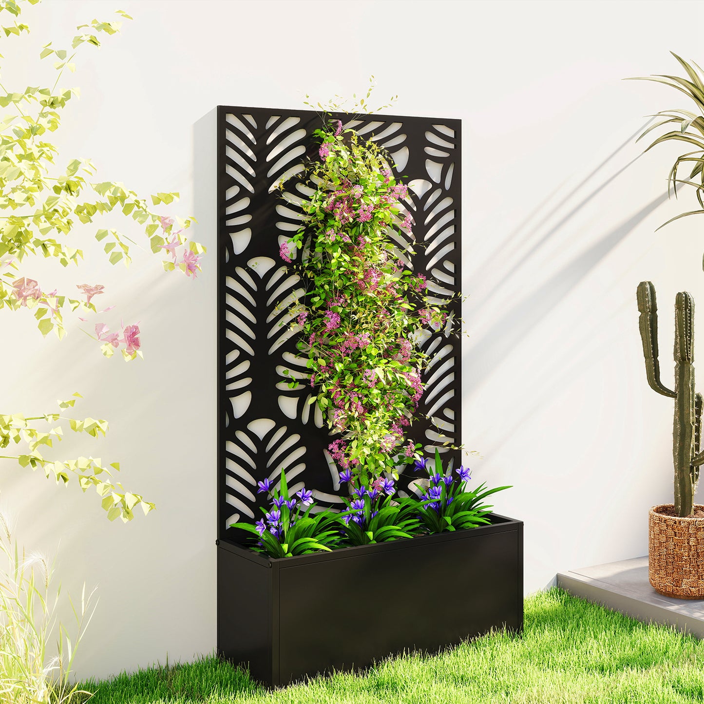 Metal Garden Bed for Garden with Trellis (1)