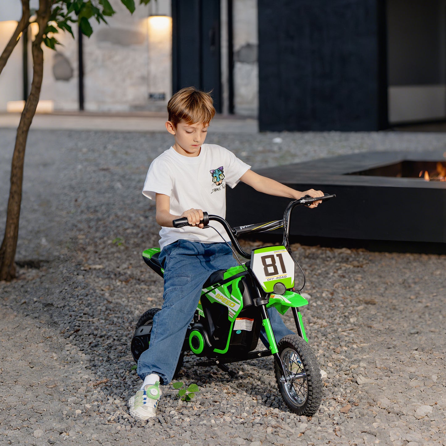Kids Electric Motorbike, 24V Ride On Motorcycle with 3 Speeds