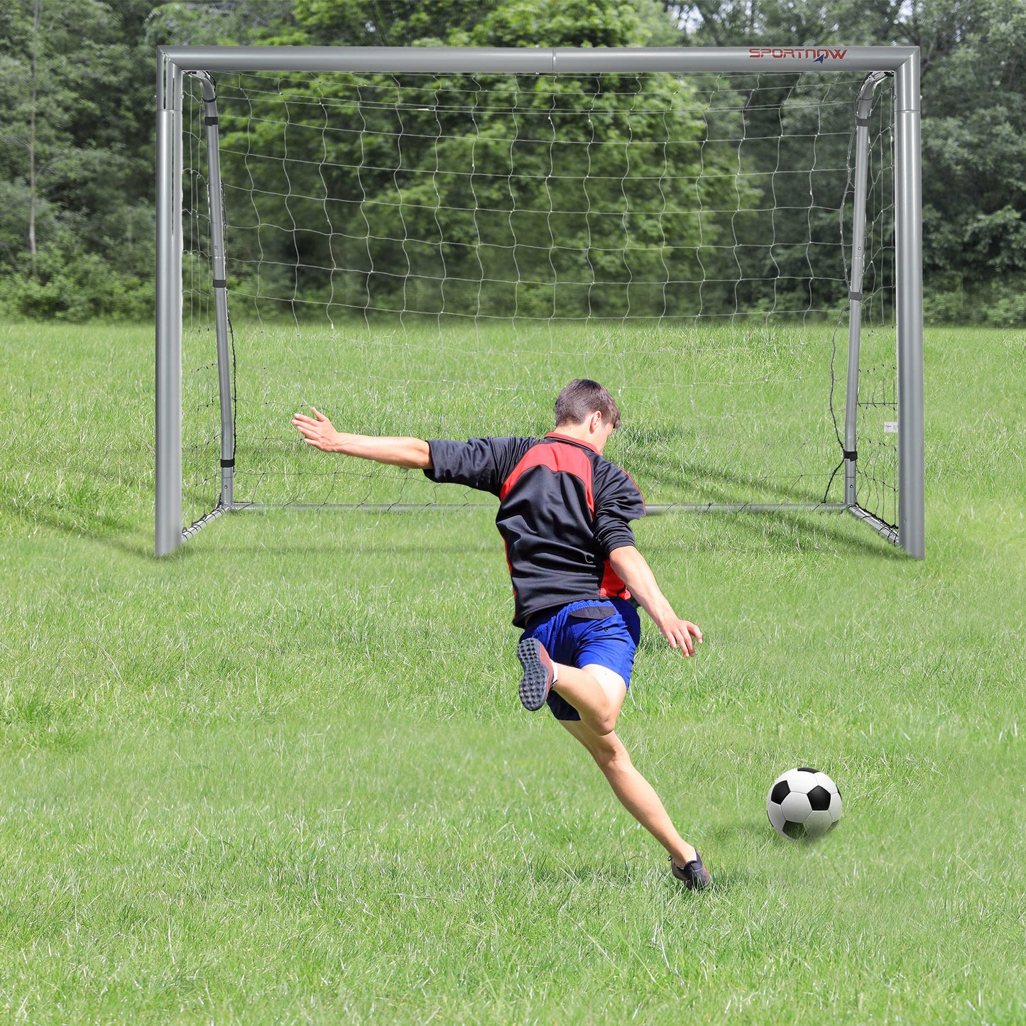 8ft x 5ft Football Goal, Football Net for Garden with Ground Stakes