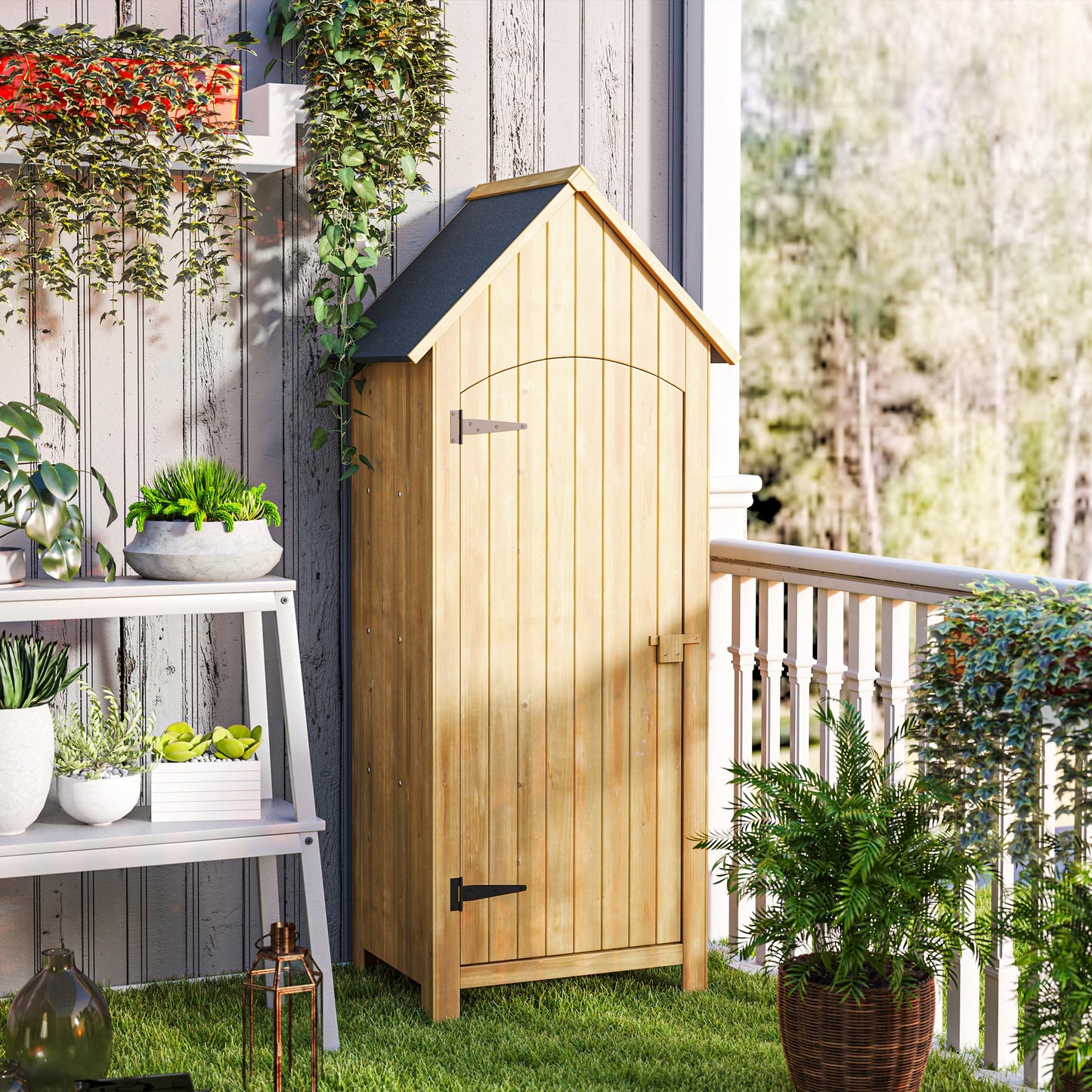 Wooden Garden Storage Shed with 3 Shelves