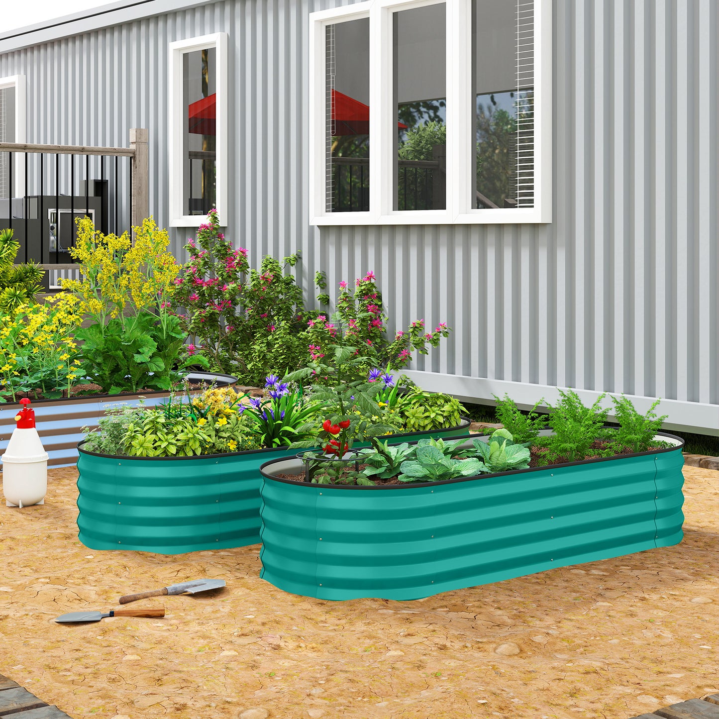 Set of Two 150 x 60cm Steel Planters