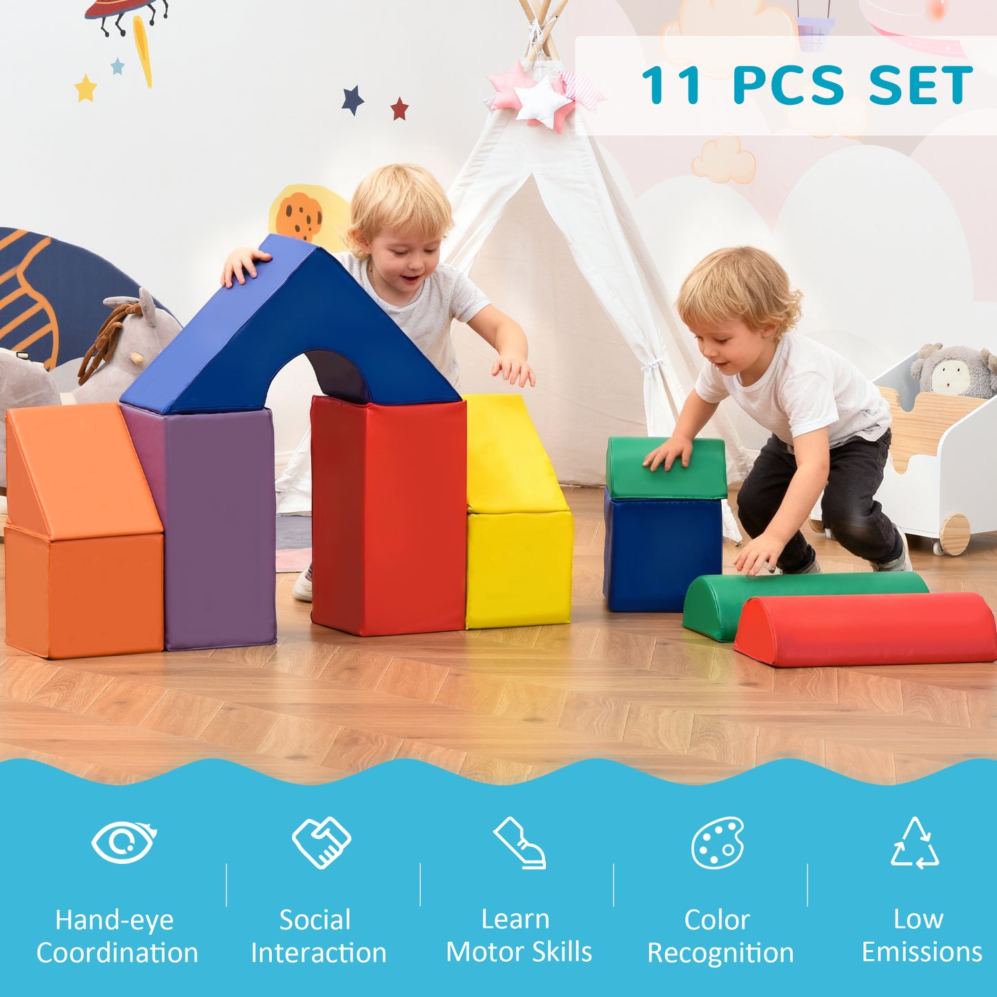 11-Piece Kids Soft Play Set, Foam Block, Toys for Climbing, Crawling