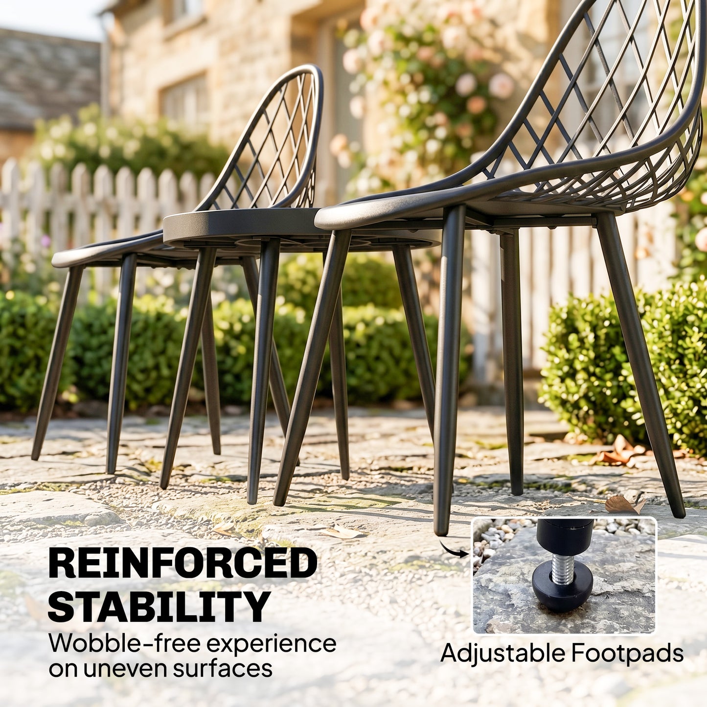 3-Piece Outdoor Bistro Set with 2 Chairs and Round Table for Garden