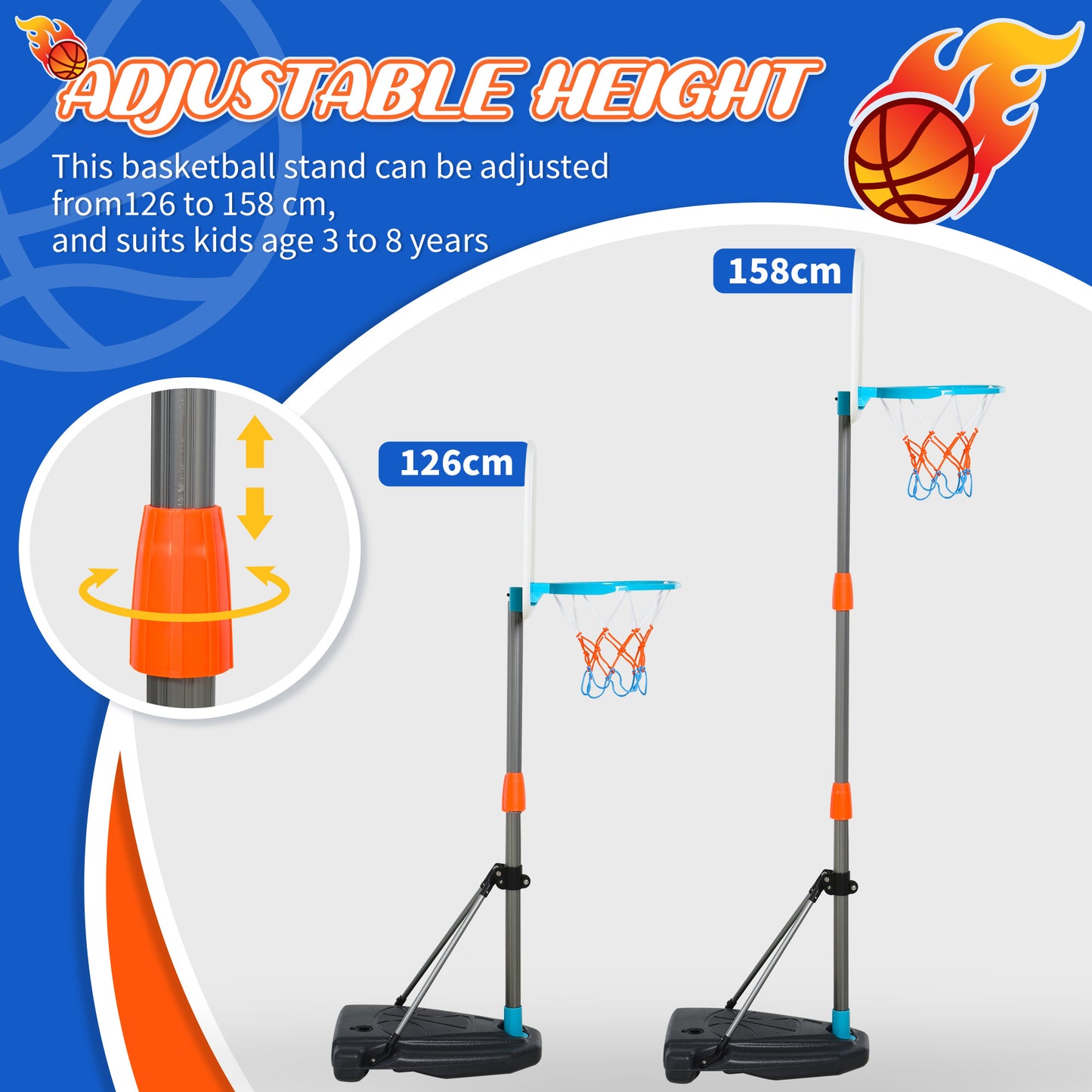 Kids Basketball Hoop and Stand Portable Basketball Stand Set w/