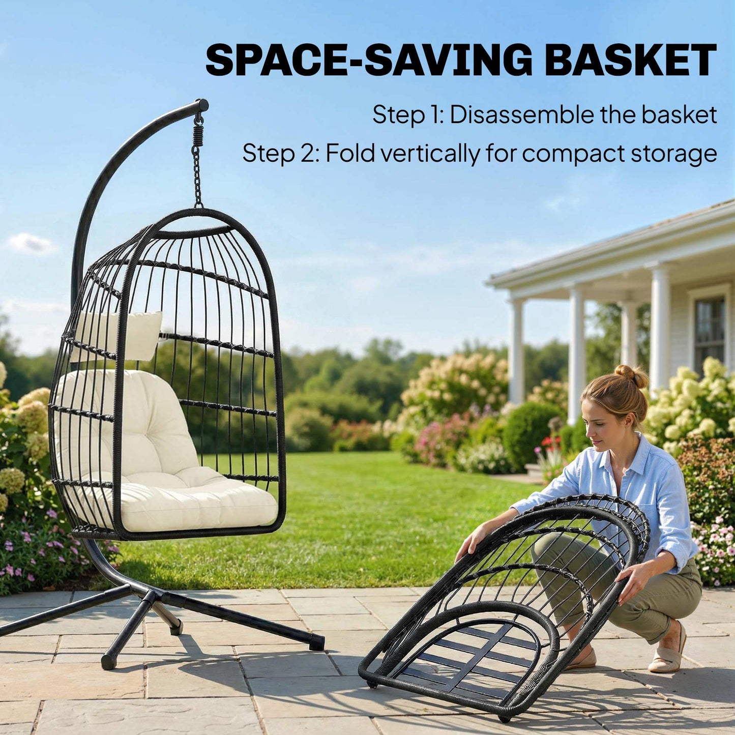 Hanging Egg Chair, Indoor Outdoor Hammock Swing Chair with Stand