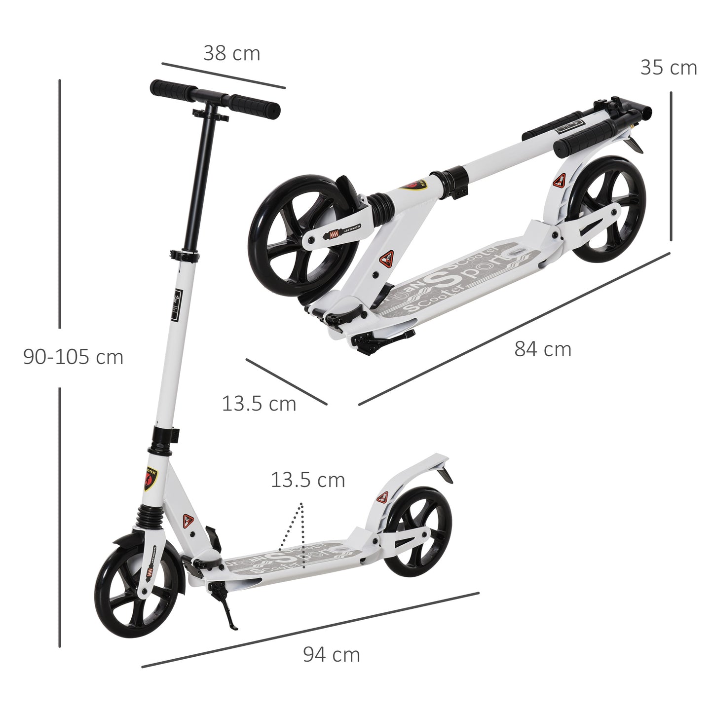 Folding Kick Scooter, Adjustable Ride On Scooter