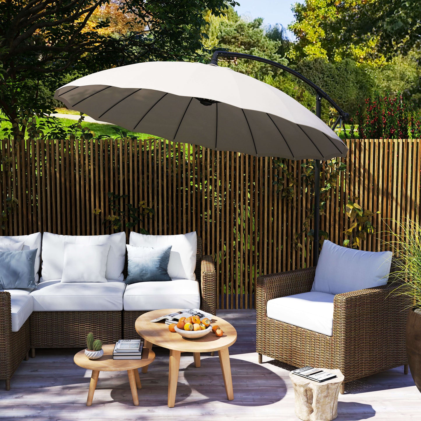 3(m) Cantilever Umbrella 18 Ribs & Vents Adjustable Angle for Patio