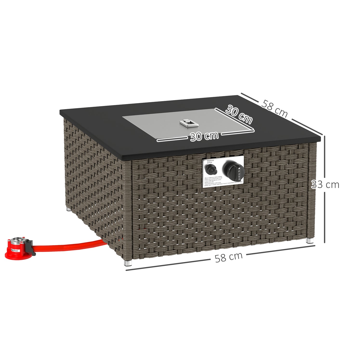 Rattan Gas Fire Pit Table for Garden