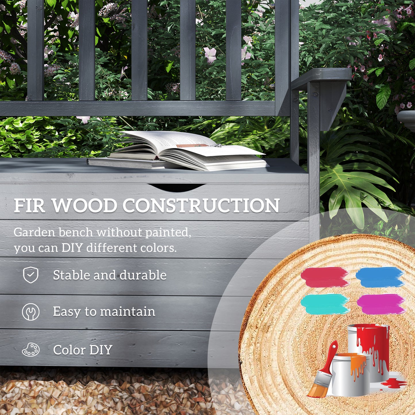 Two-Seater Garden Storage Bench
