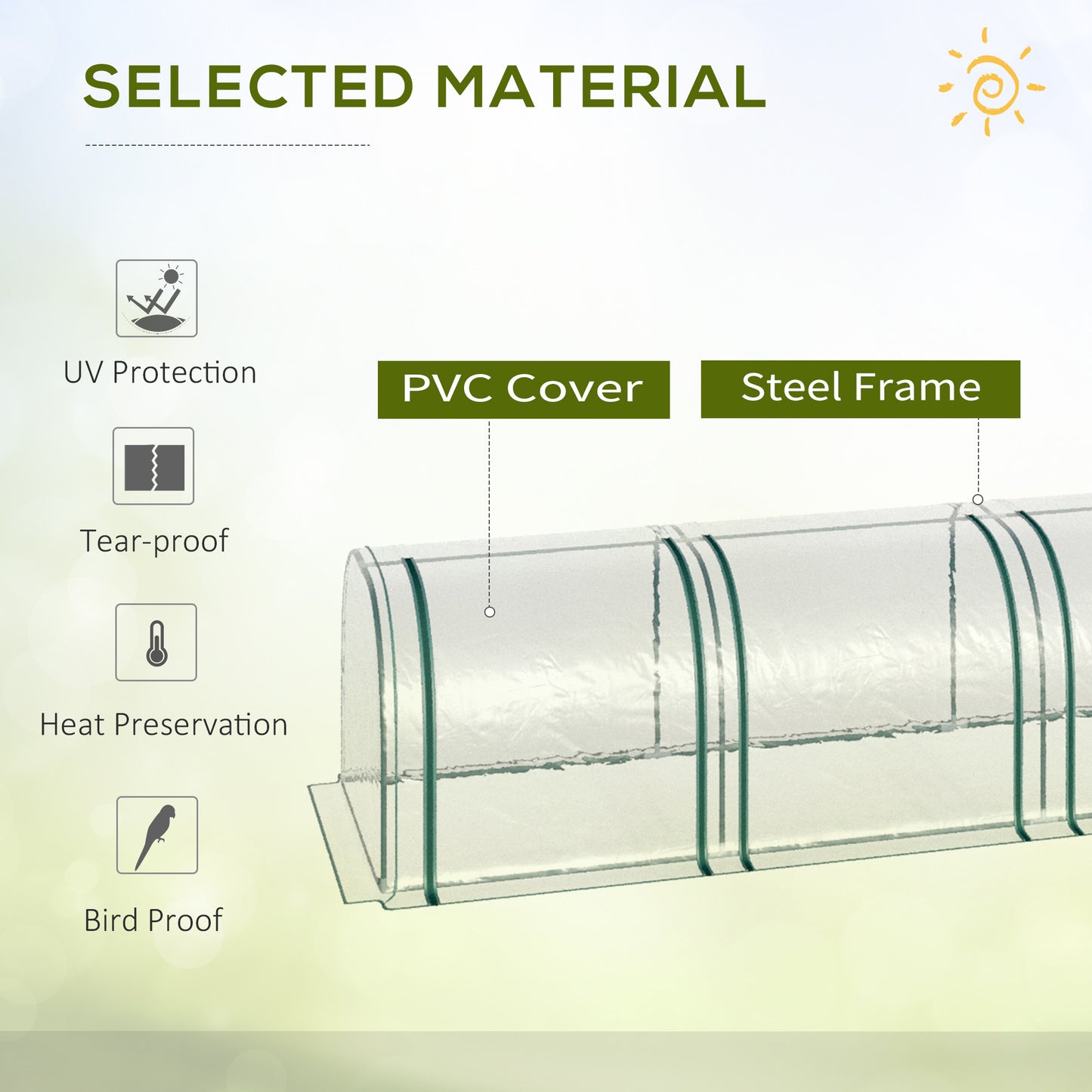 PVC Tunnel Greenhouse Green Grow House Steel Frame