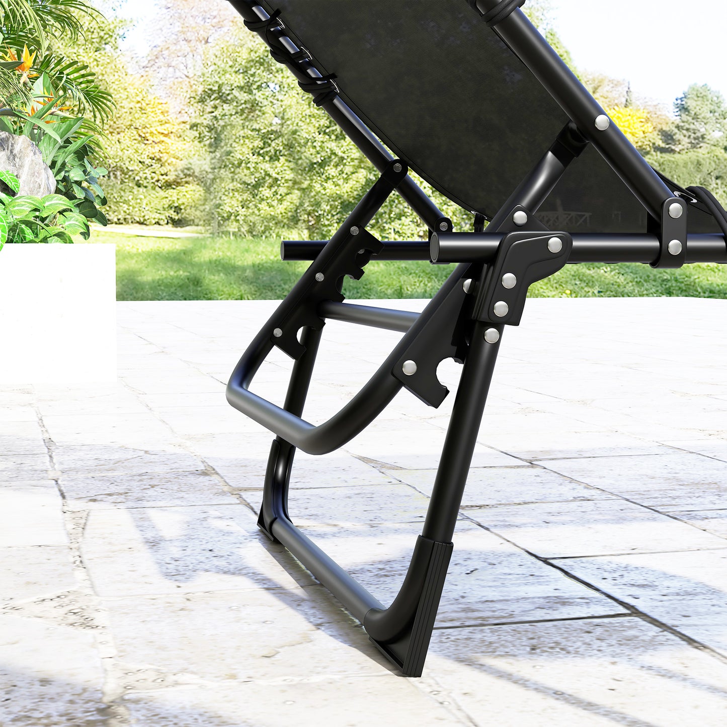 Set of Two Folding Sun Loungers, with Four-Position Backs
