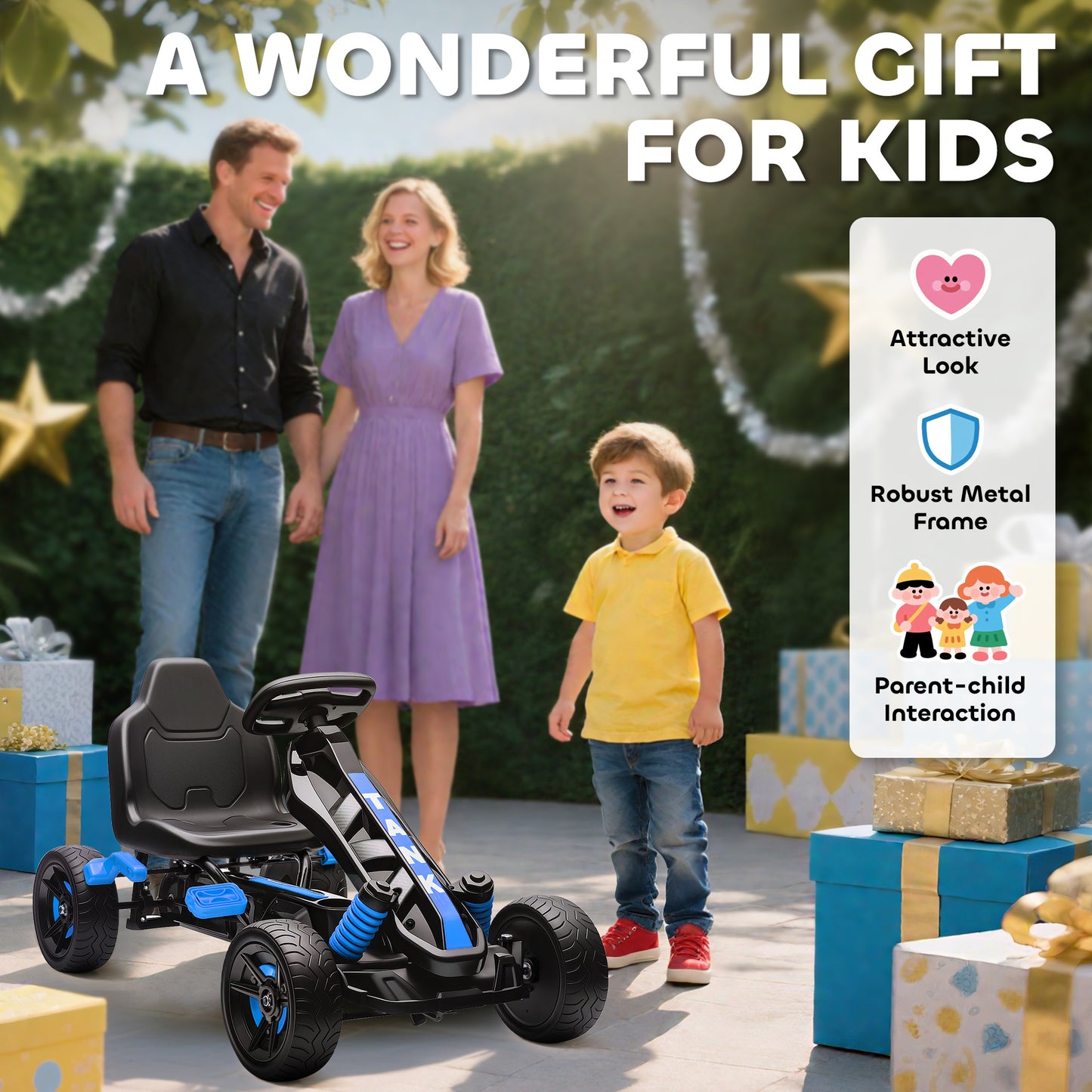 Pedal Go Kart for Kids Aged 3-6 Years, with Freewheel System, Brake