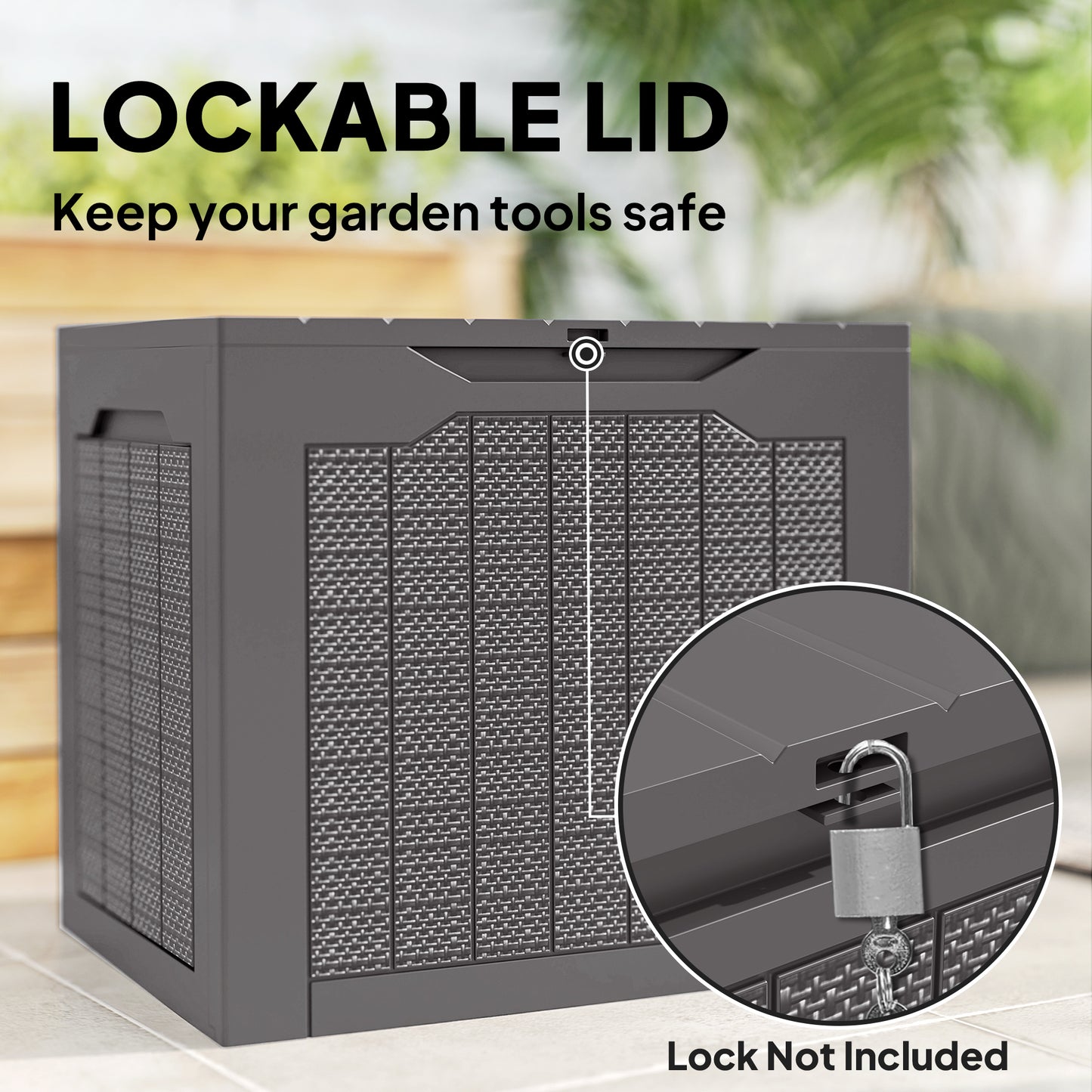 93L Plastic Garden Storage Box, Outdoor Storage Box with Handles