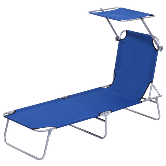 Single Sun Lounger, with Awning and Reclining Back