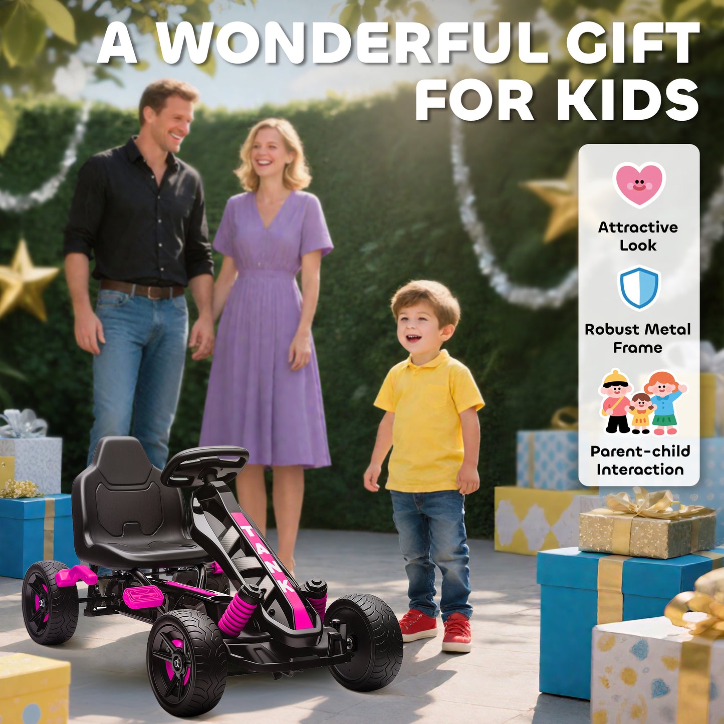 Pedal Go Kart for Kids Aged 3-6 Years, with Freewheel System, Brake
