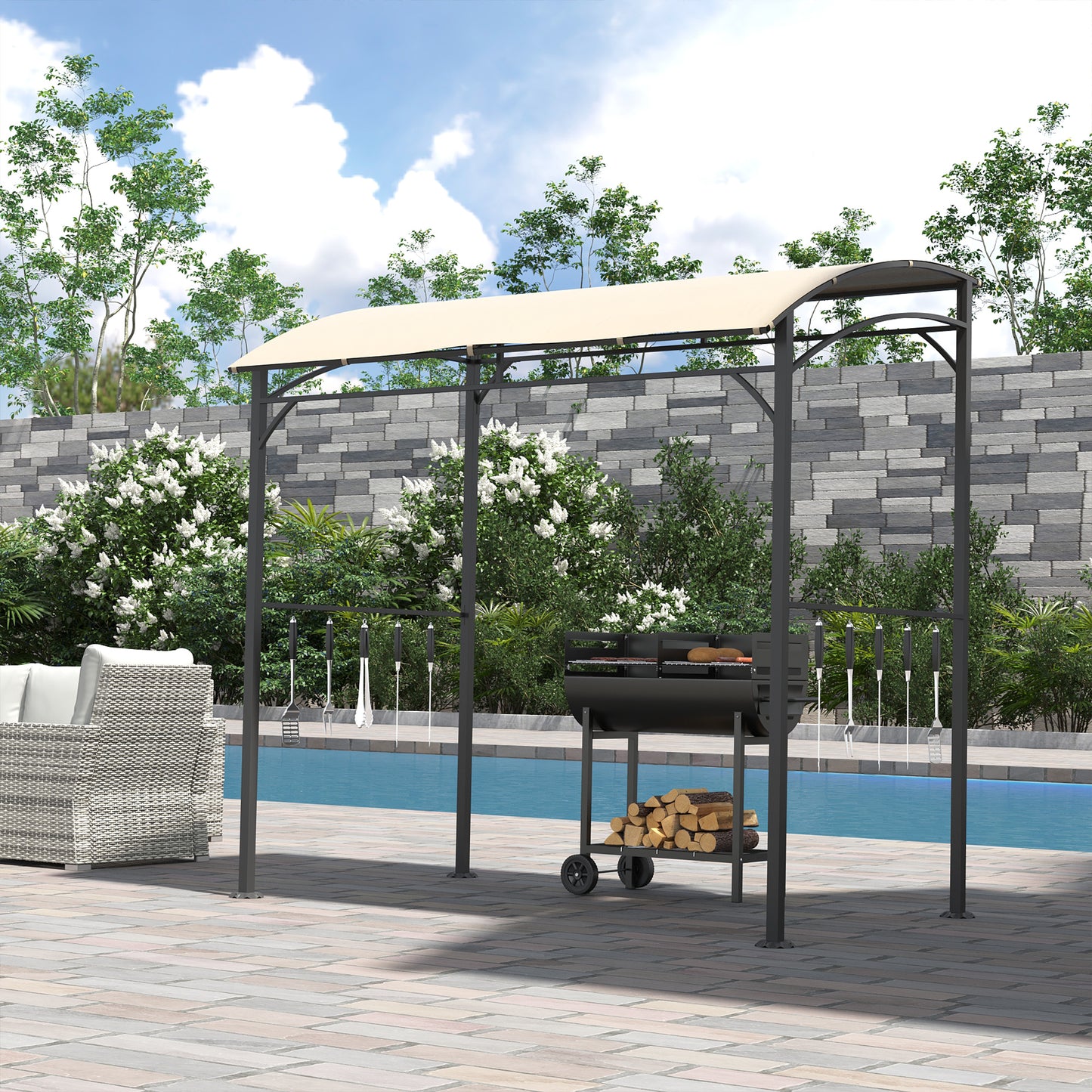 2.2 x 1.5 m BBQ Grill Gazebo Tent, Garden Grill with Metal Frame