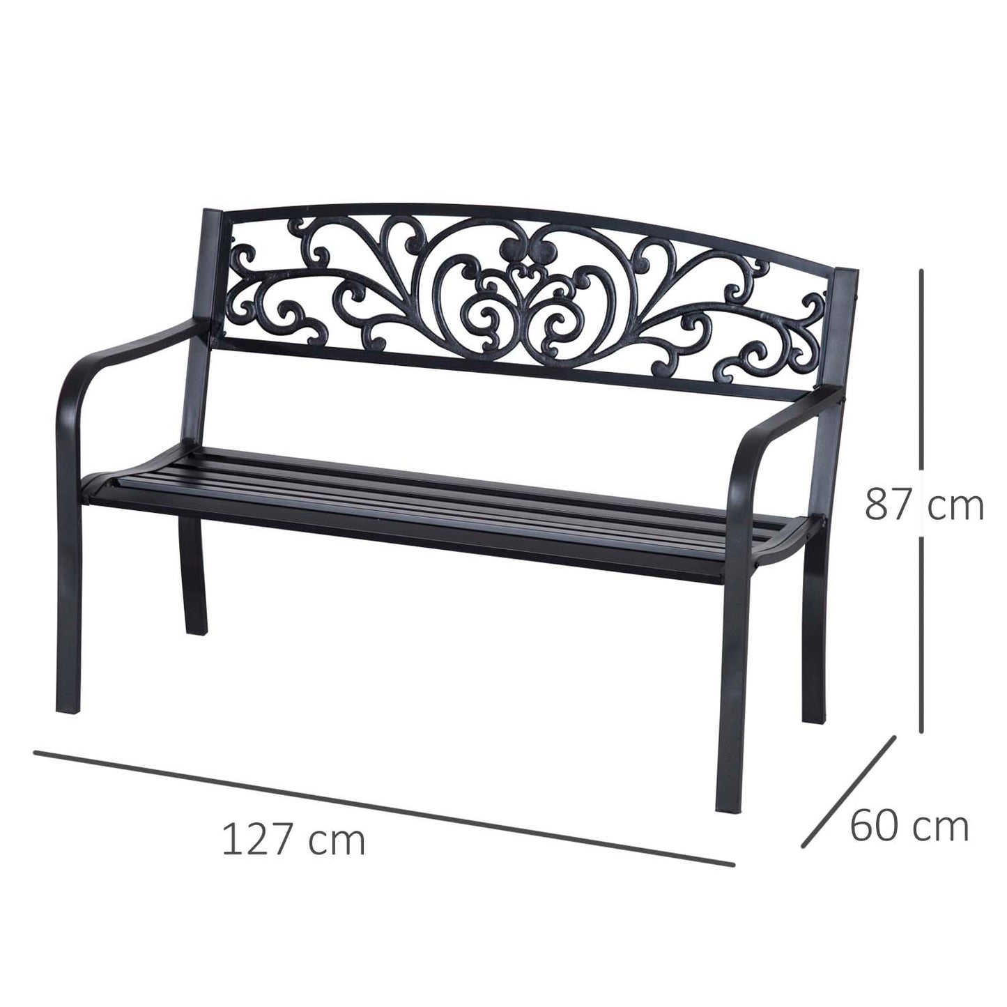 2-Seater Garden Bench, Steel