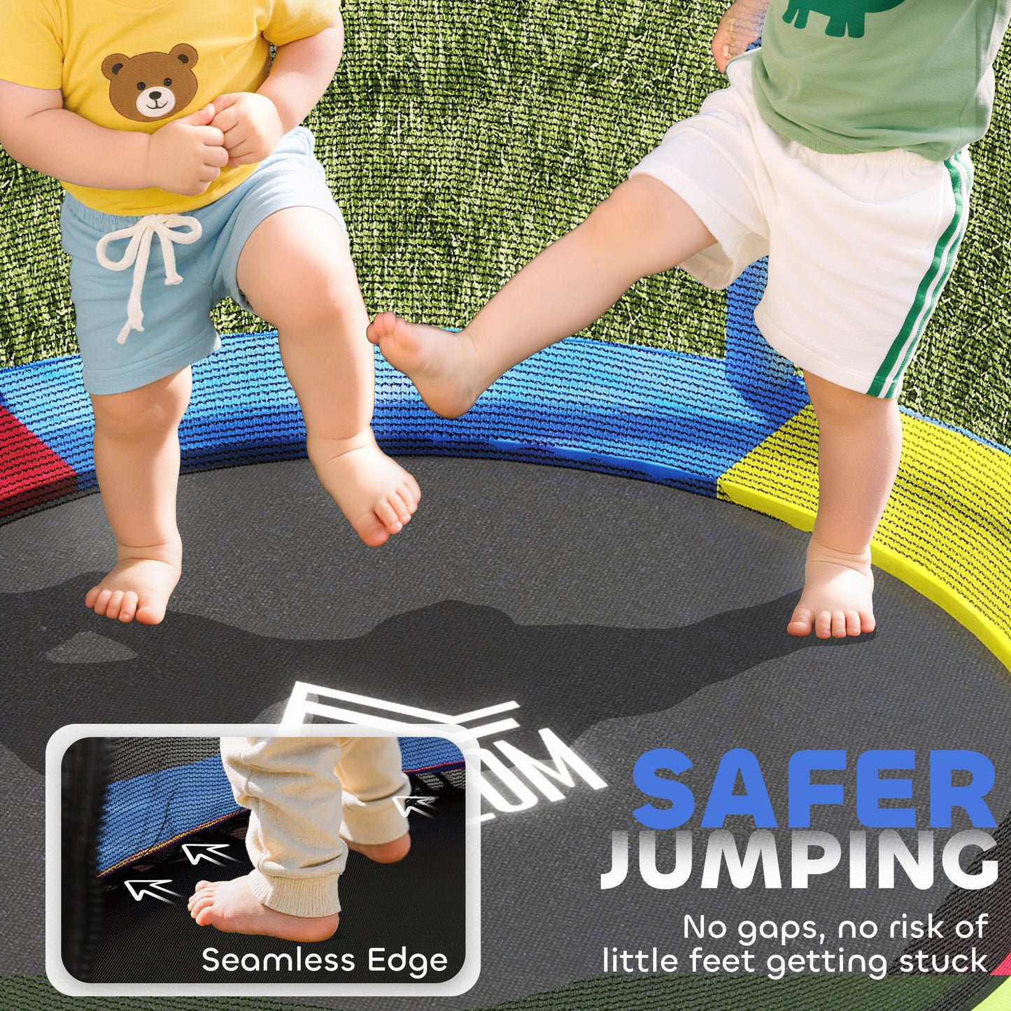 Kids Trampoline, with Enclosure Net, Steel Frame, for Ages 3-6 Years