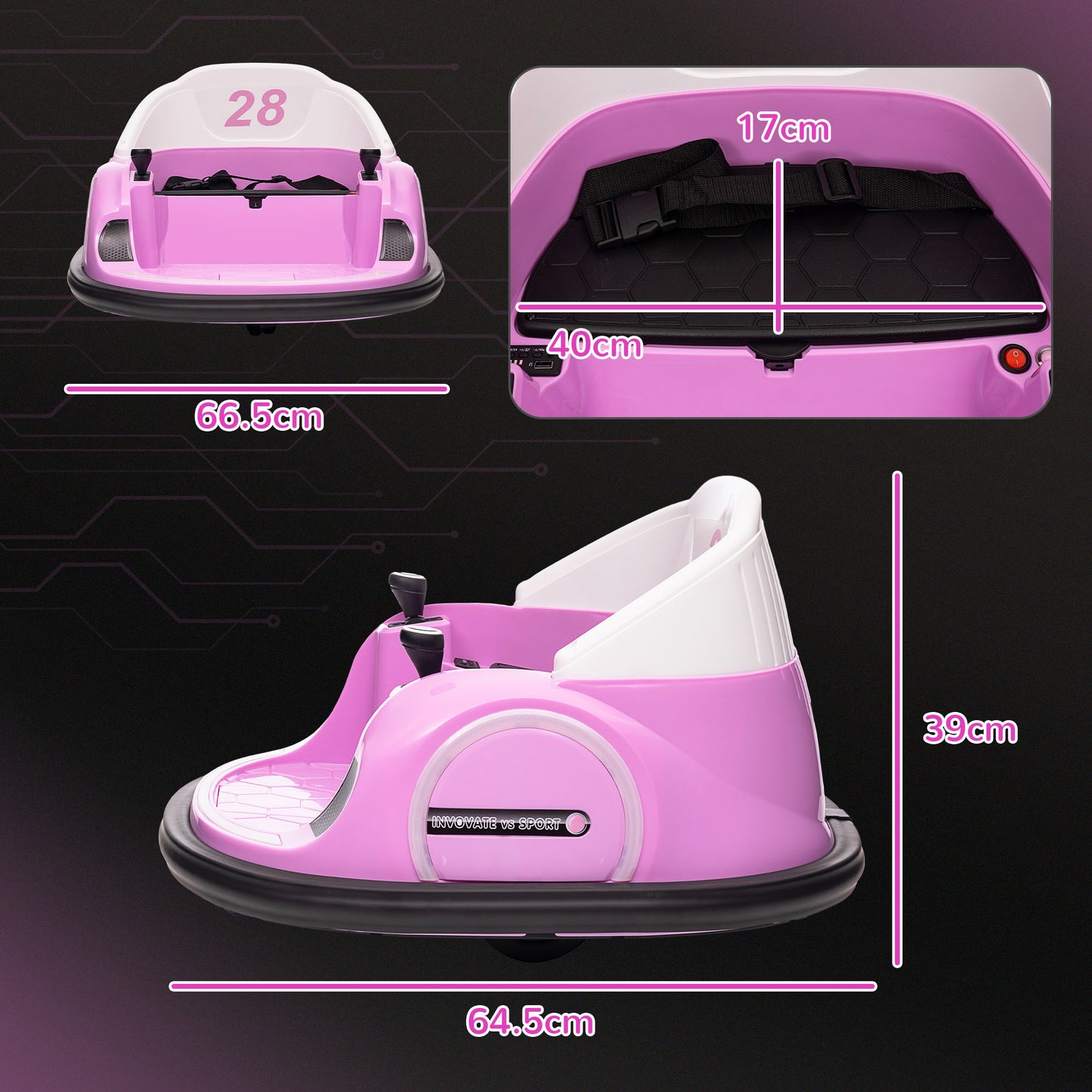 360° Rotation Kids Bumper Car, 12V Waltz Car with Remote Control