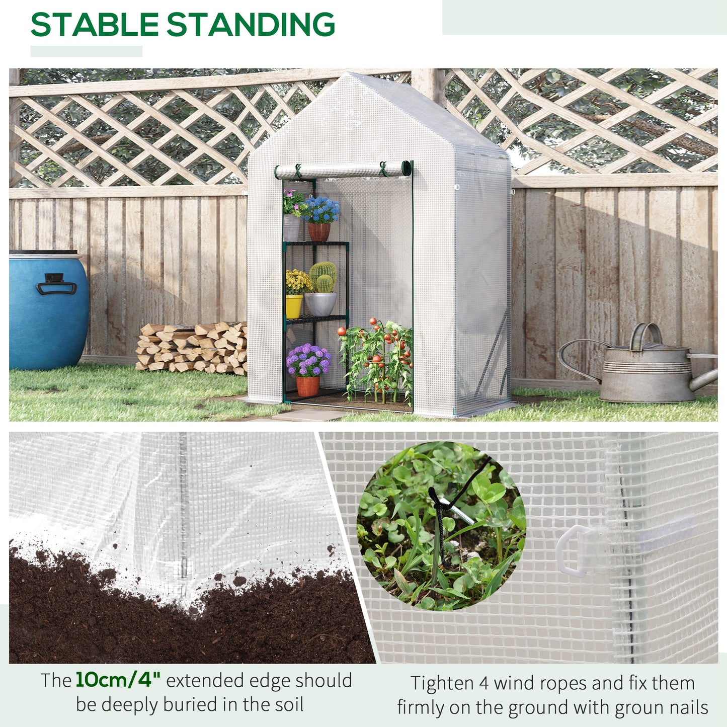 Walk In Greenhouse with 2 Tier Shelf
