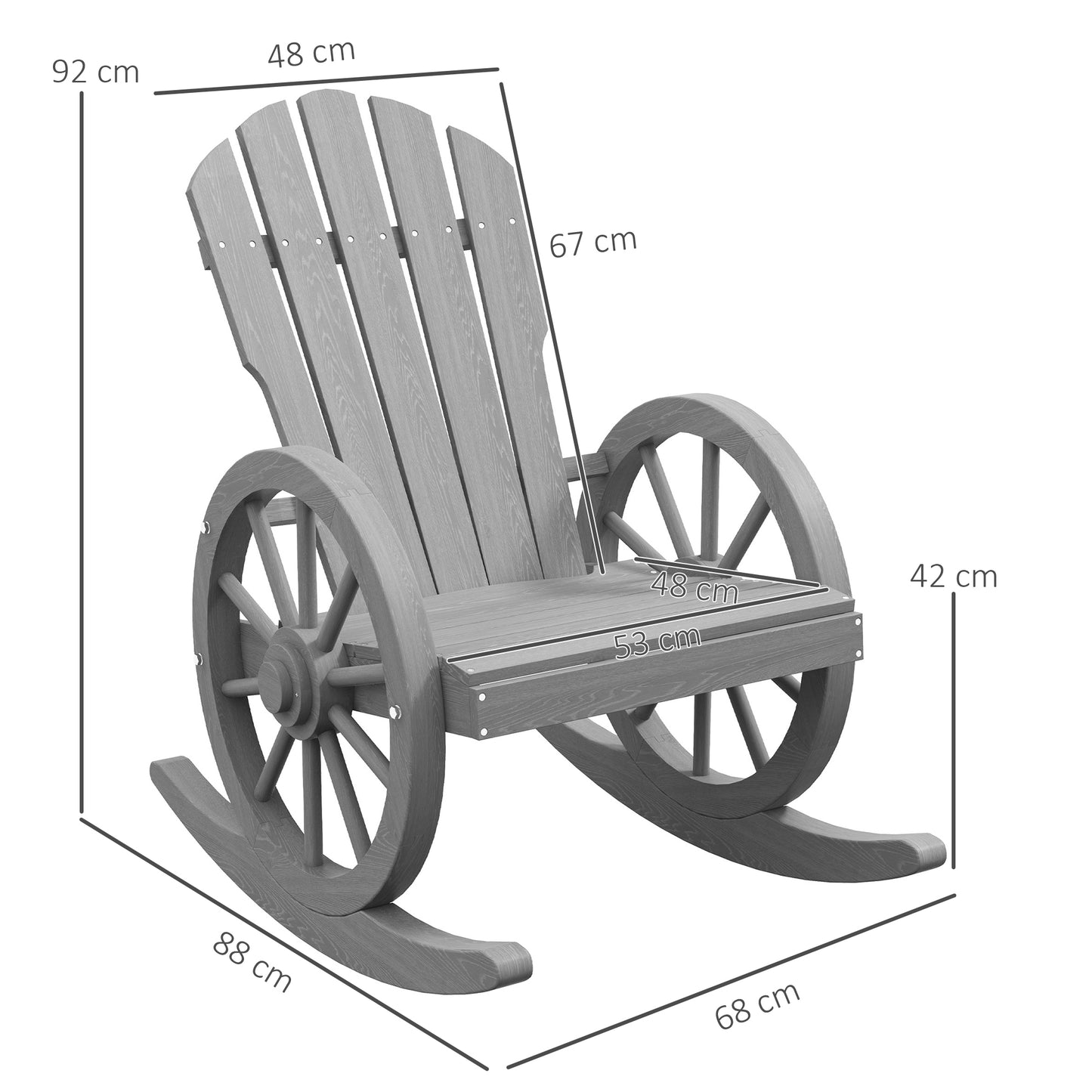 Wooden Adirondack Rocking Chair Reclining Armchair Outdoor Garden
