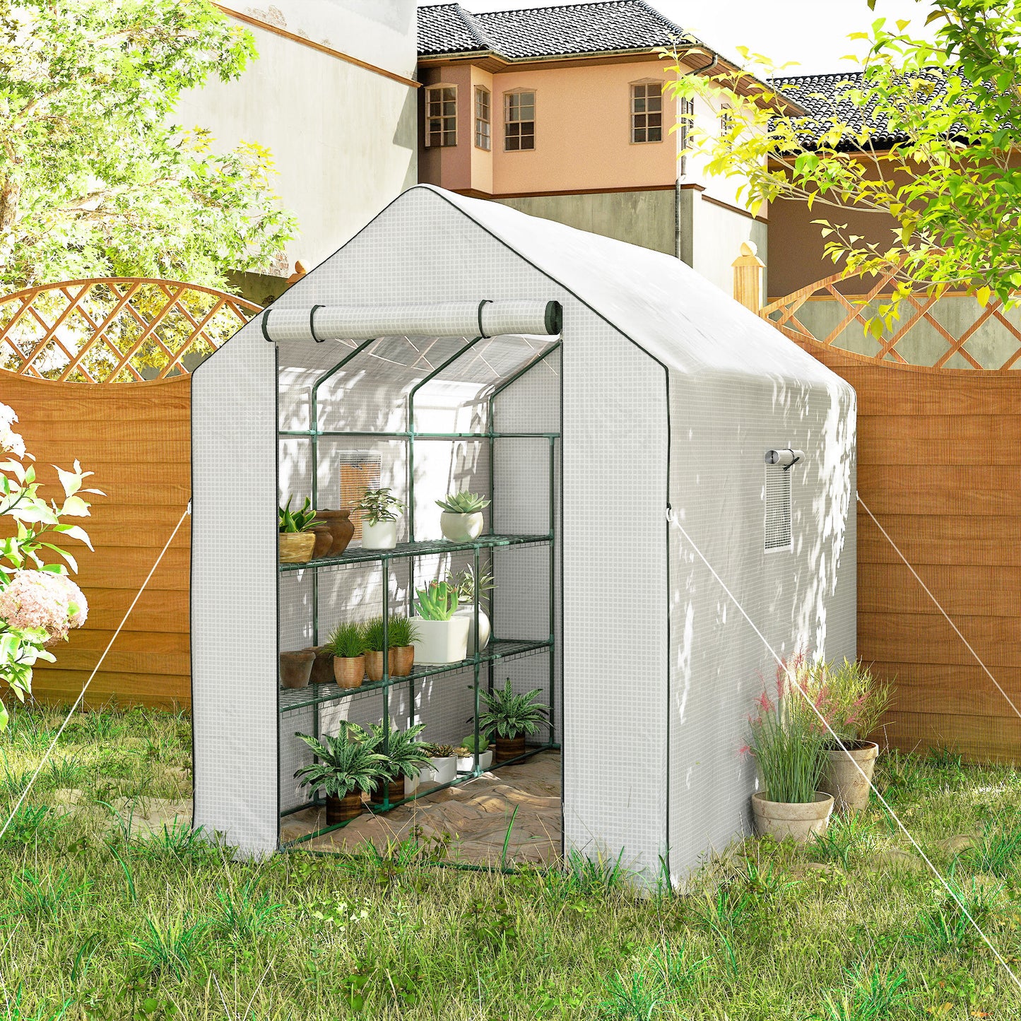 Walk-in Greenhouse with 3 Tier 12 Shelves