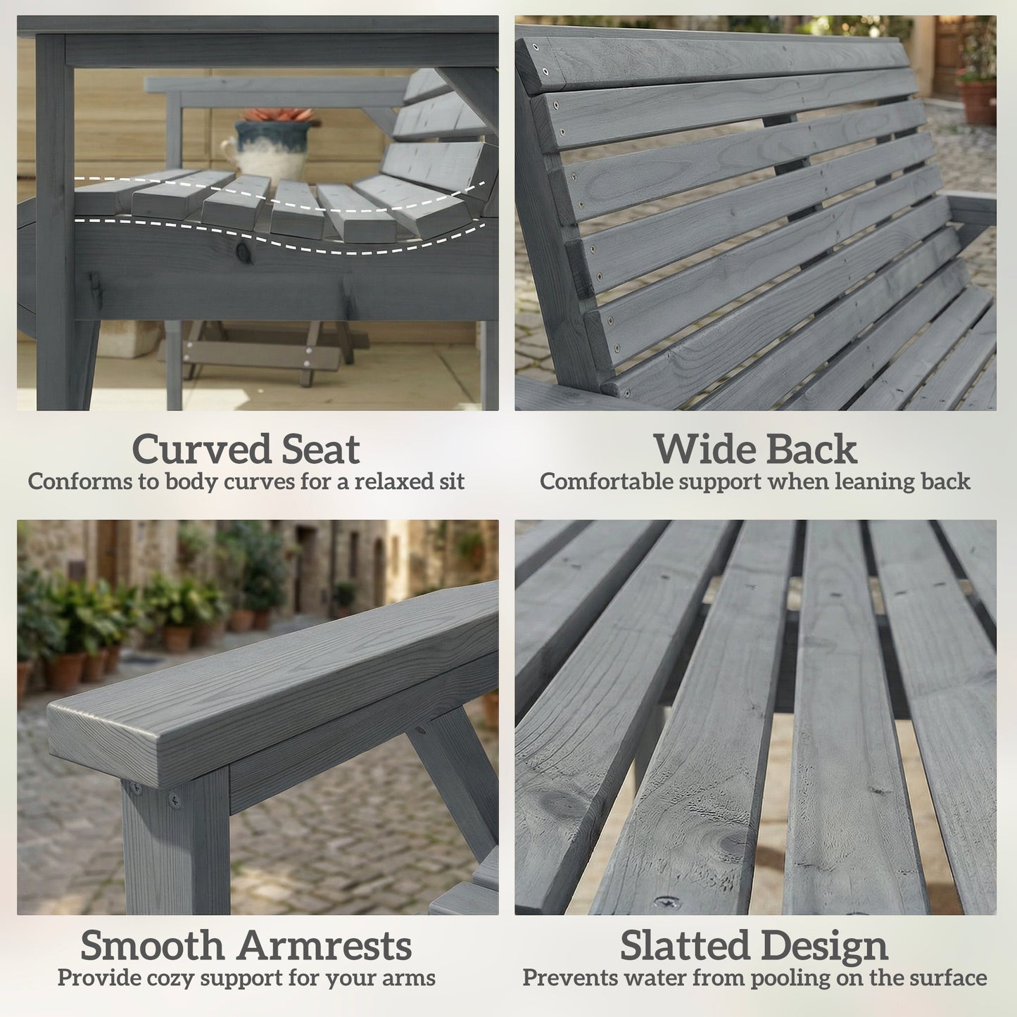 2 Seater Wooden Garden Bench