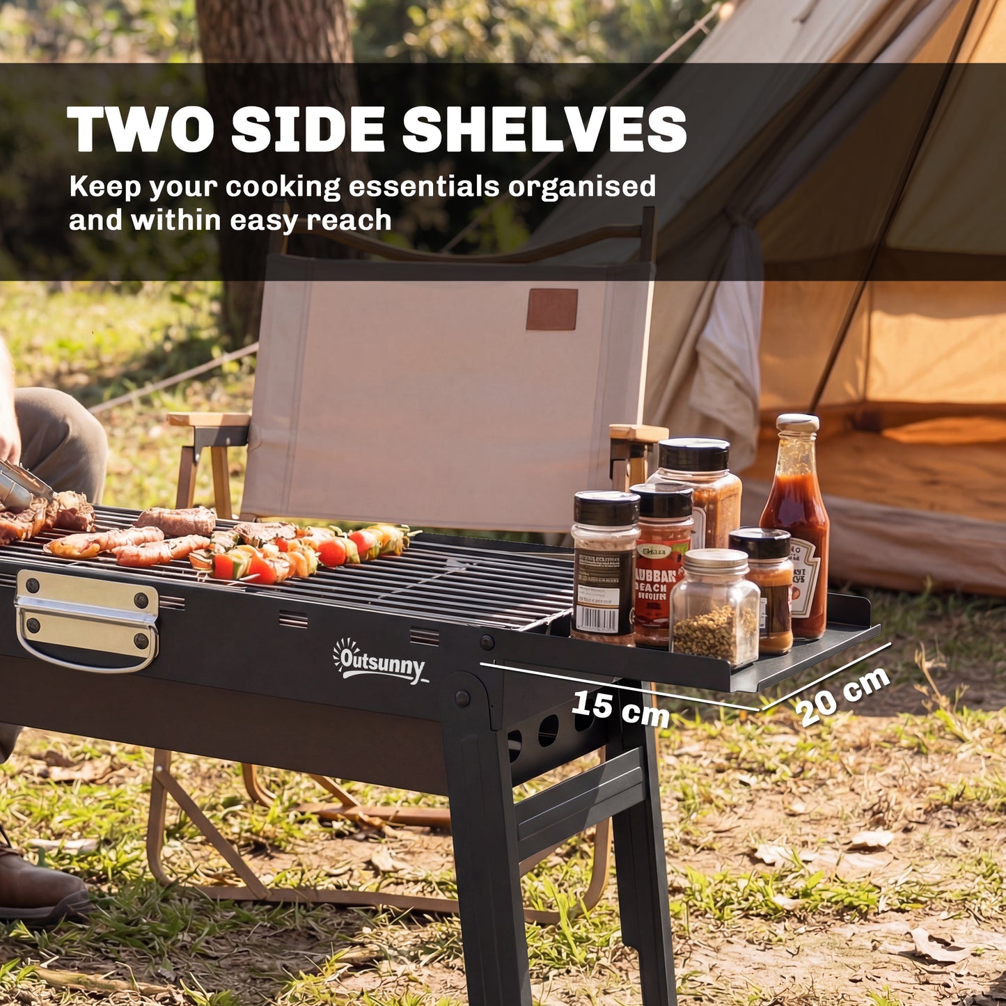 Portable BBQ Grill, Foldable Charcoal Grill for Camping and Picnics