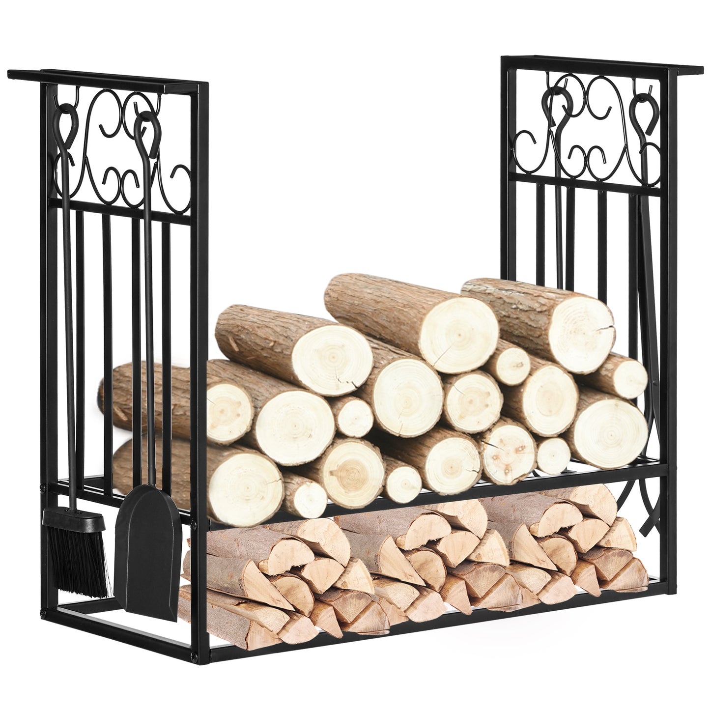 Steel Firewood Log Holder Indoor Outdoor Firewood Rack Fireplace