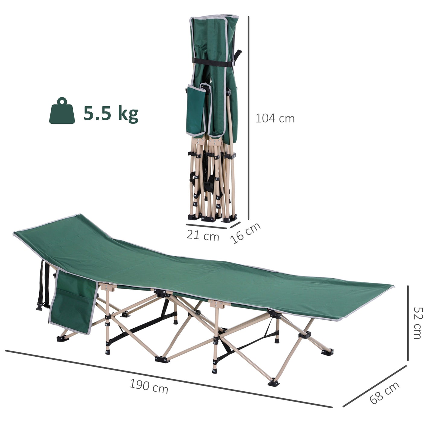Single Person Camping Bed Folding Cot Outdoor Patio Portable
