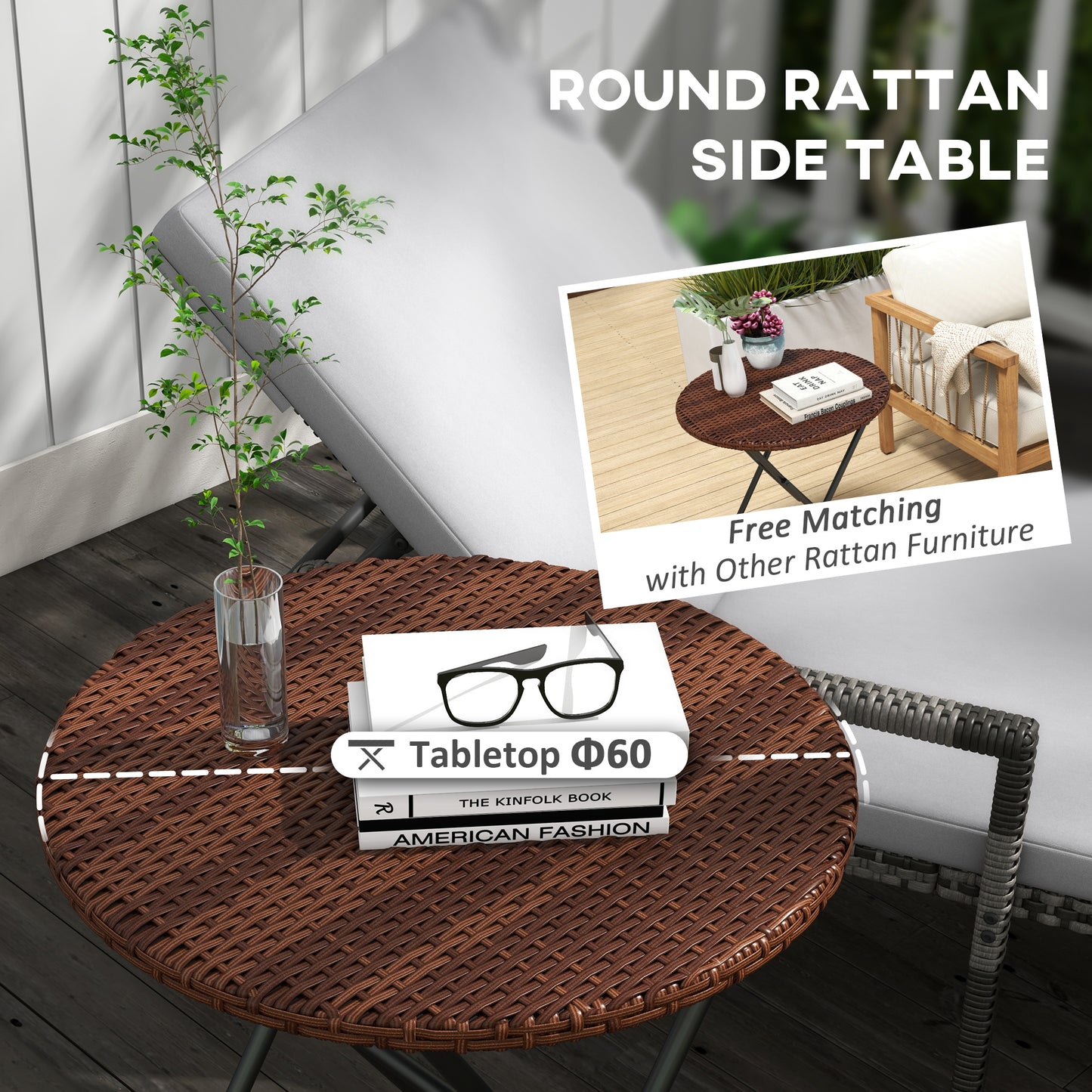 Foldable PE Rattan Outdoor Coffee Table