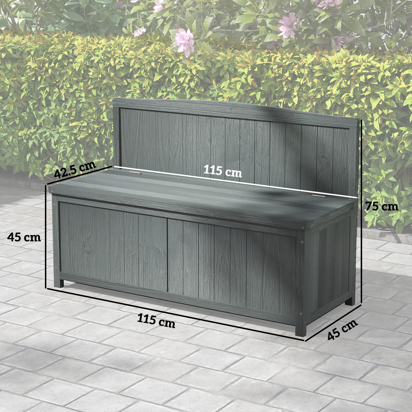Wood Storage Bench for Patio Furniture, Outdoor Garden Seating Tools