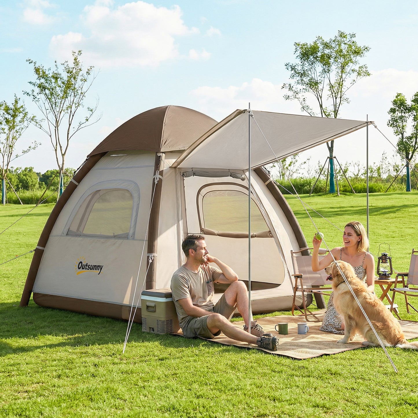 Inflatable Camping Tent with Rainfly