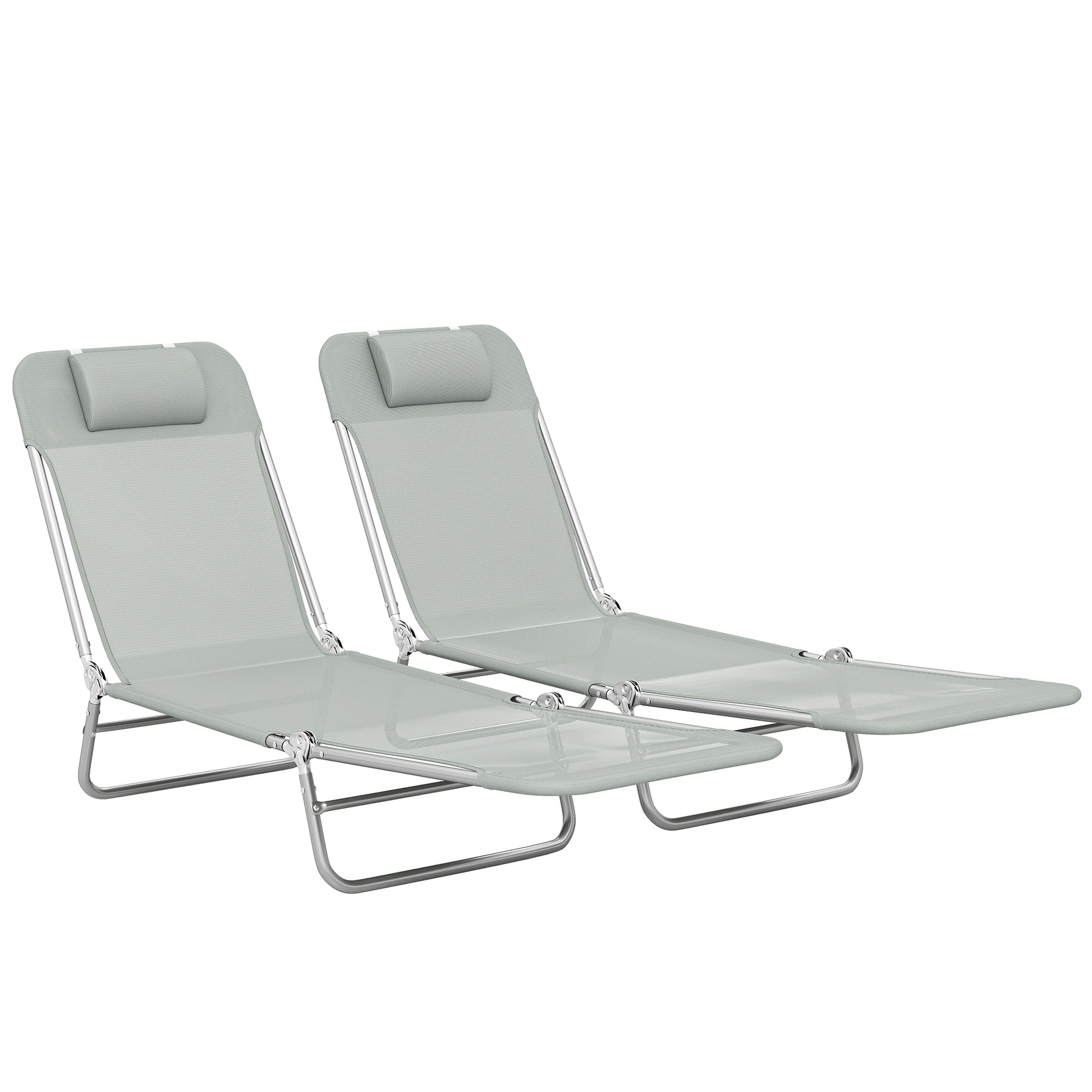 Set of Two Steel Frame Sun Loungers, with Reclining Backs (4)