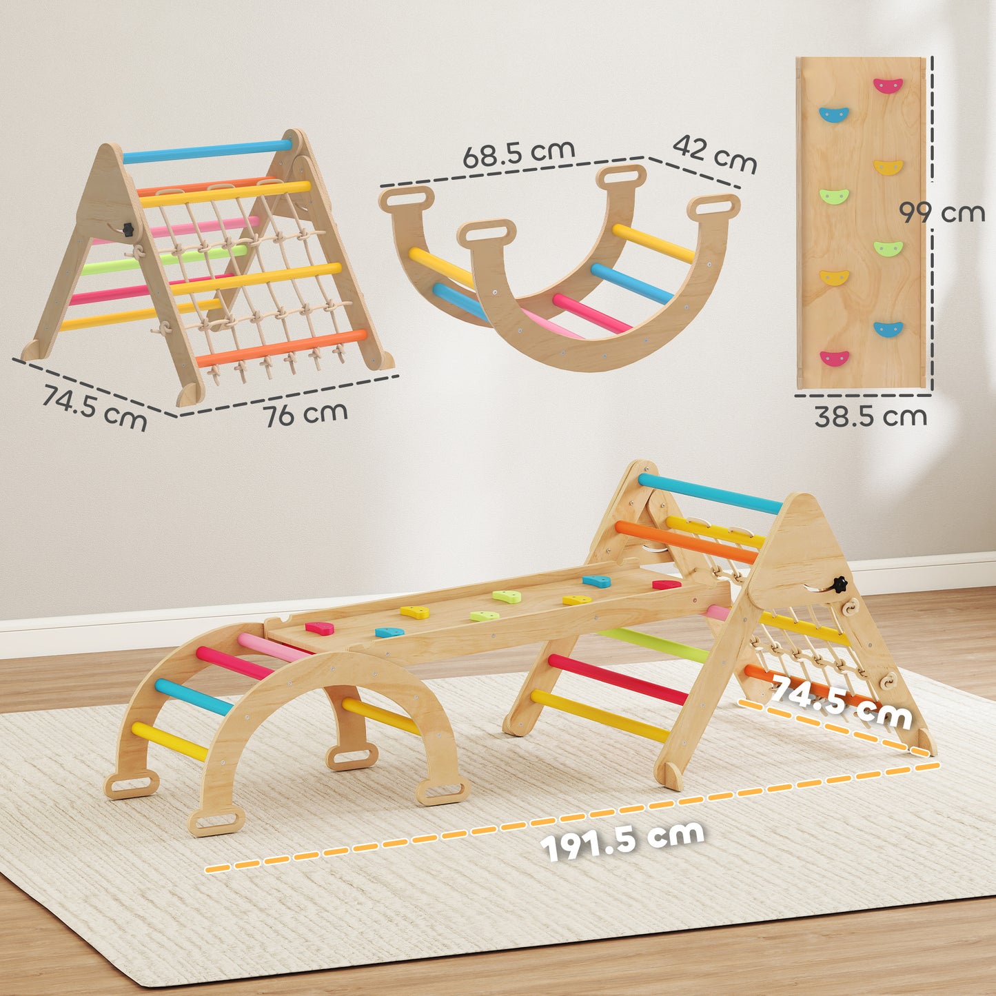 8-in-1 Toddler Climbing Frame, Indoor Play Triangle Set with Slide