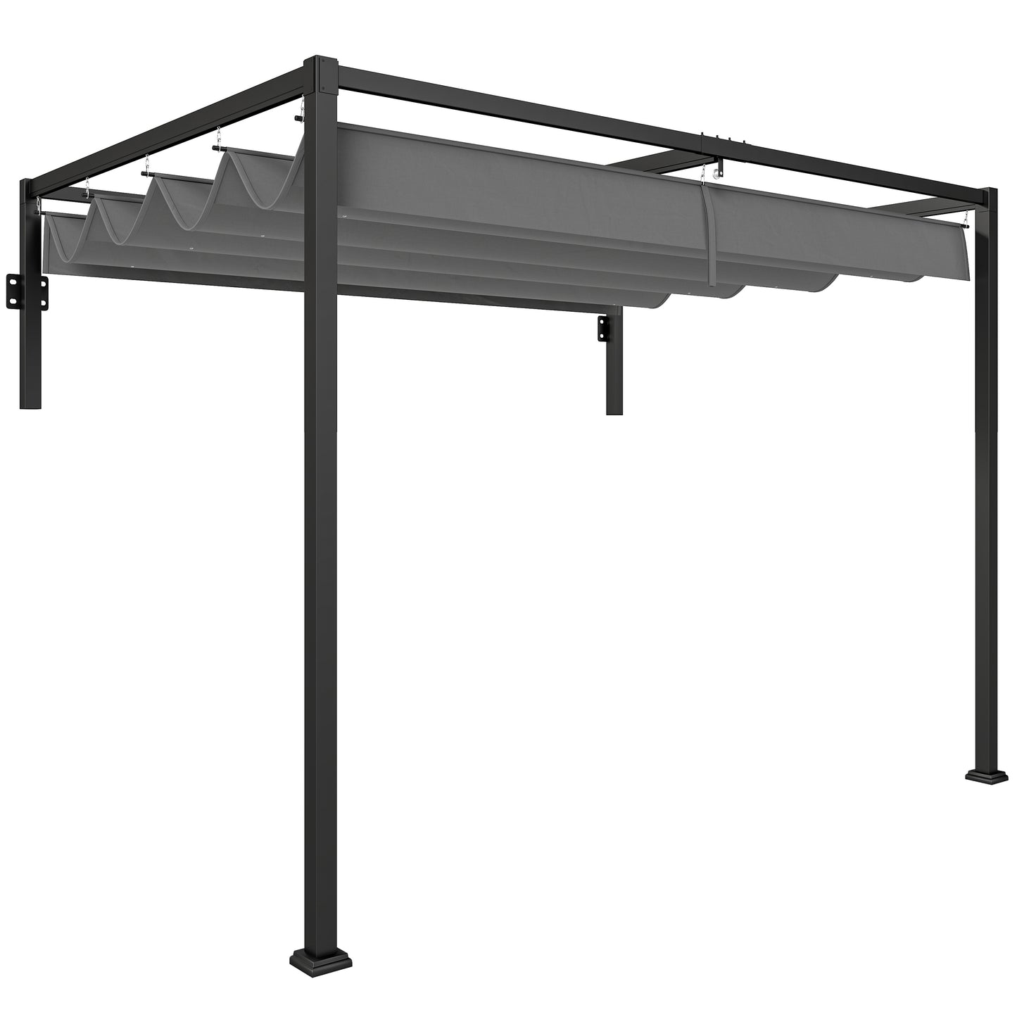 2 x 3(m) Lean To Steel Pergola, with Moving Fabric Canopy