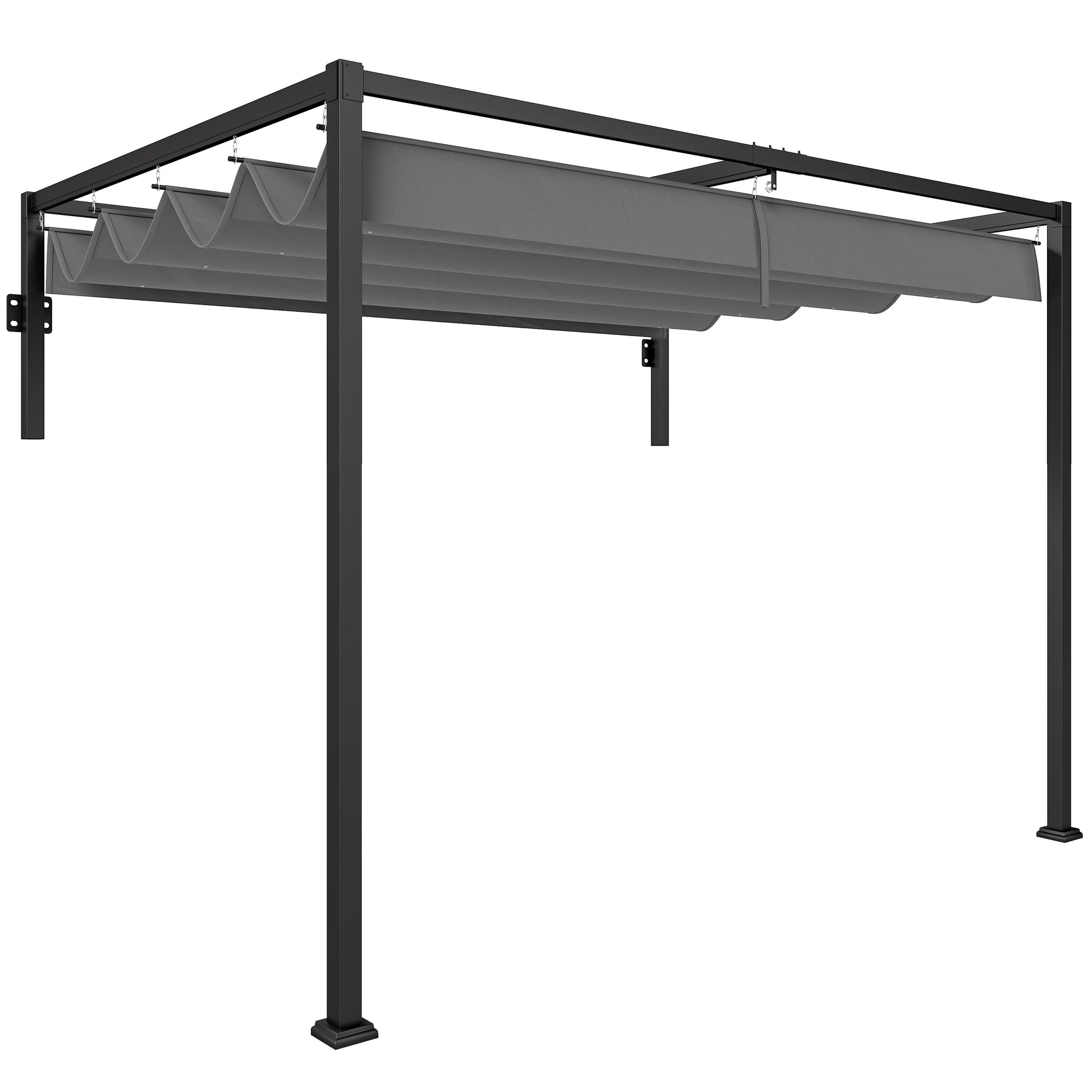 2 x 3(m) Lean To Steel Pergola, with Moving Fabric Canopy
