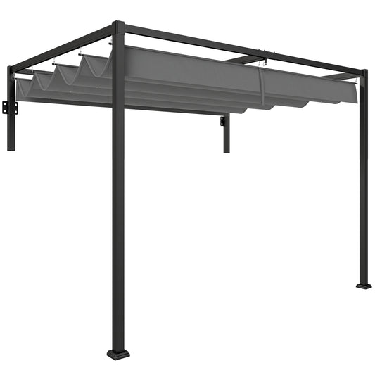 2 x 3(m) Lean To Steel Pergola, with Moving Fabric Canopy