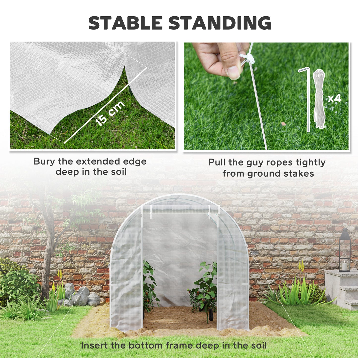 245 x 200cm Polytunnel Greenhouse