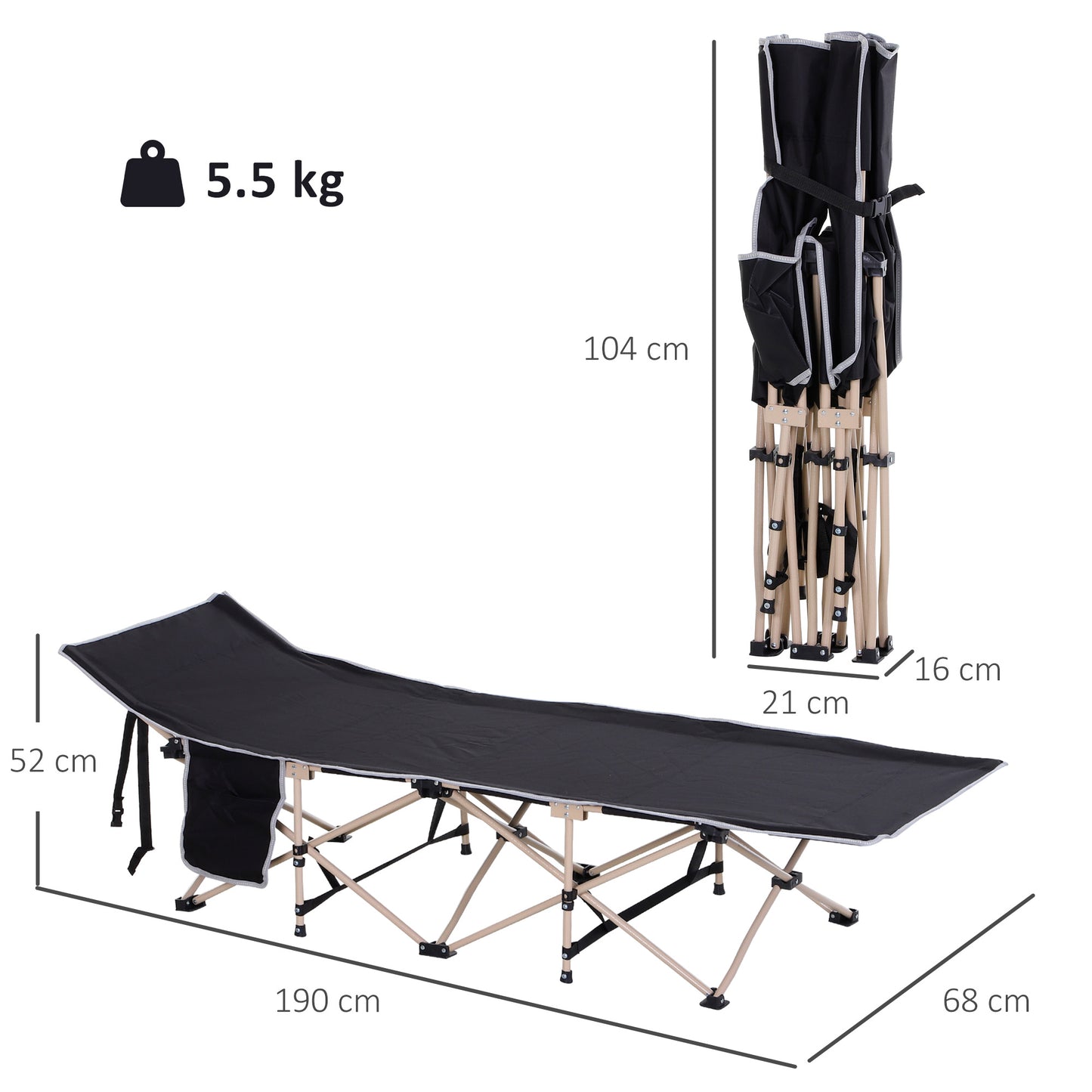 Single Person Camping Bed Folding Cot Outdoor Patio Portable