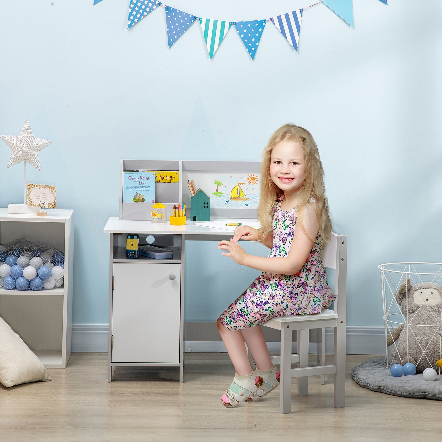 Kids Table and Chair Set w/ Whiteboard