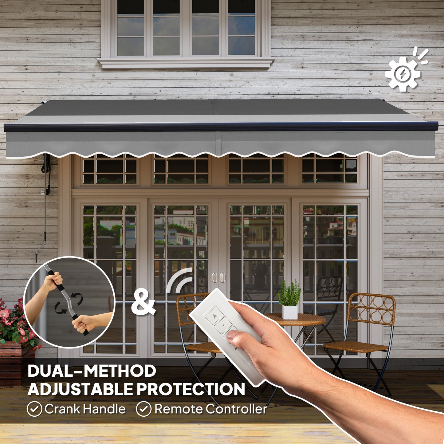 3.5 x 3m Electric/Manual Awning, with Remote
